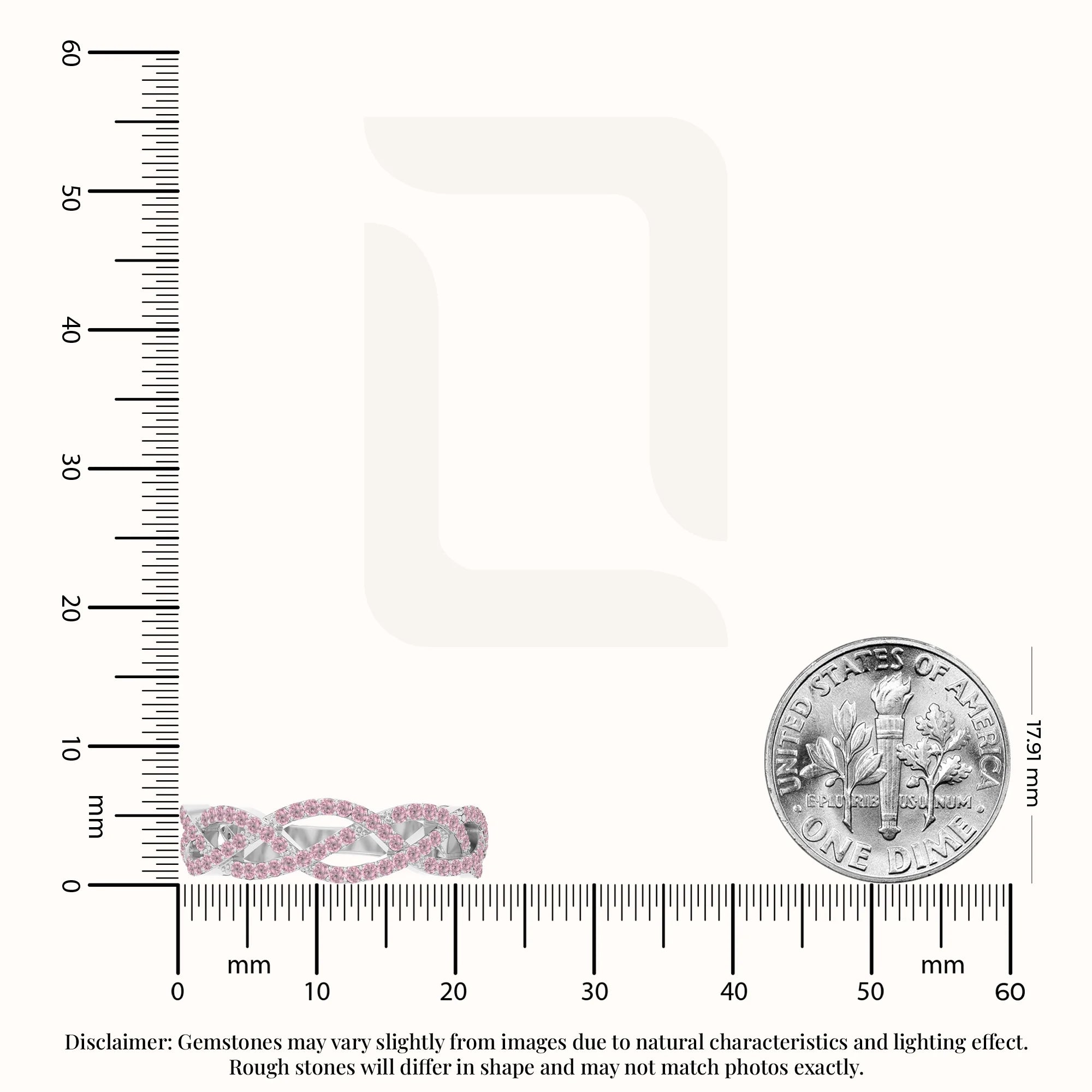 natural pink tourmaline twisted braided wedding band rings in sterling silver 