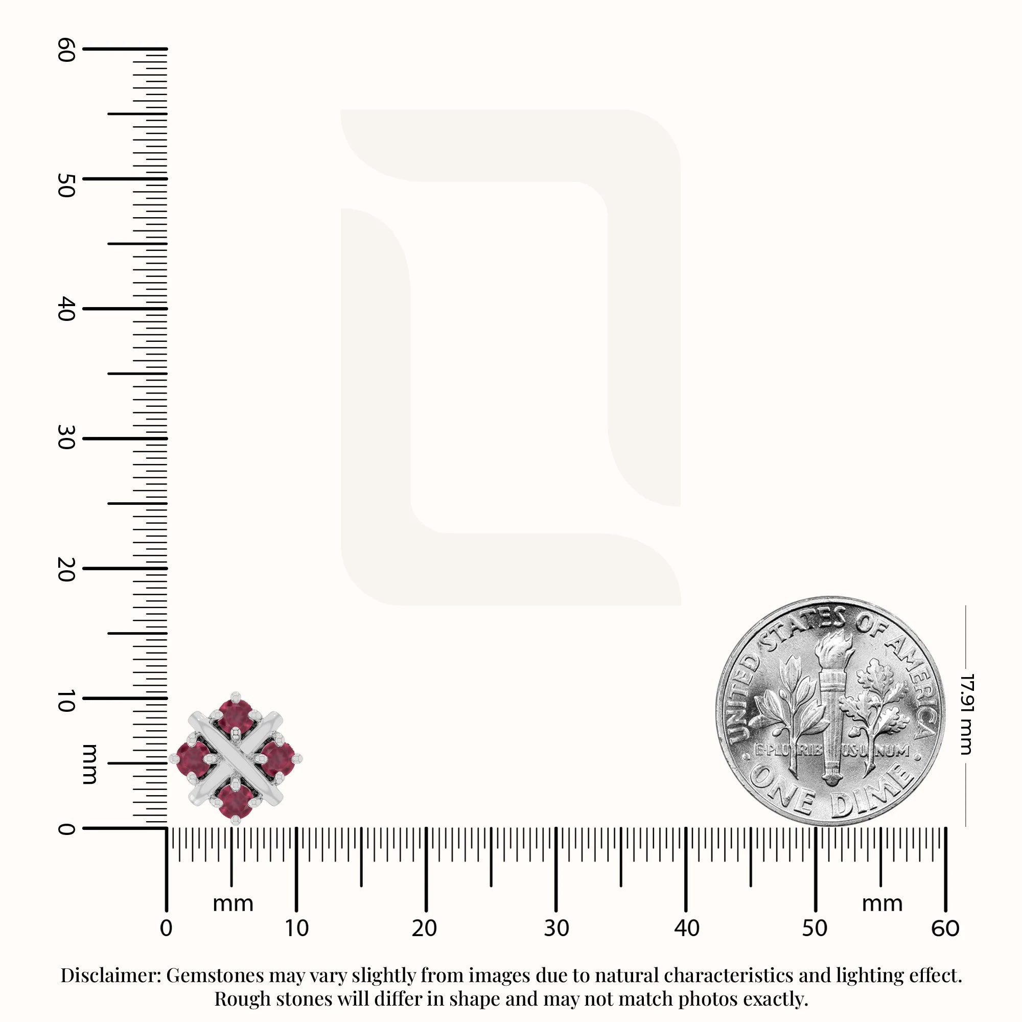 natural ruby flower stud earrings in sterling silver 