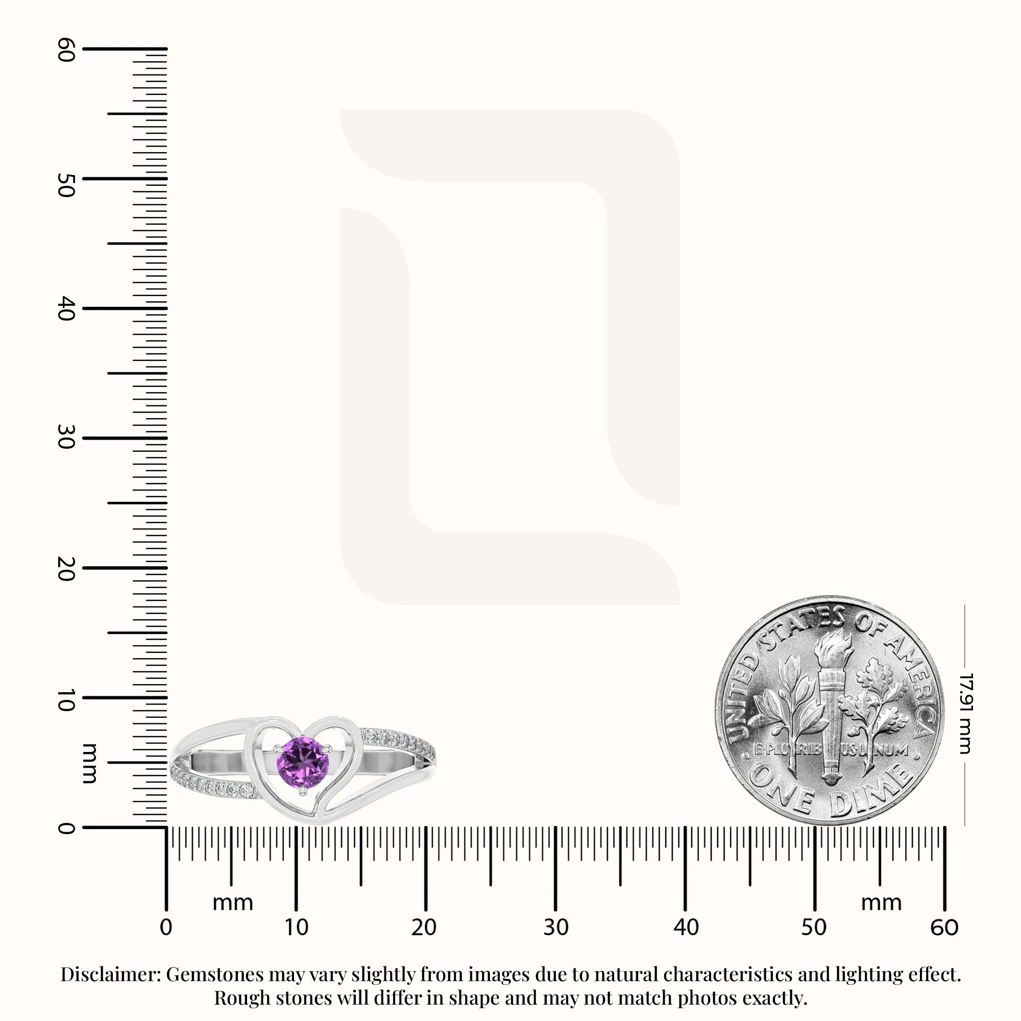 natural amethyst heart promise rings in sterling silver 