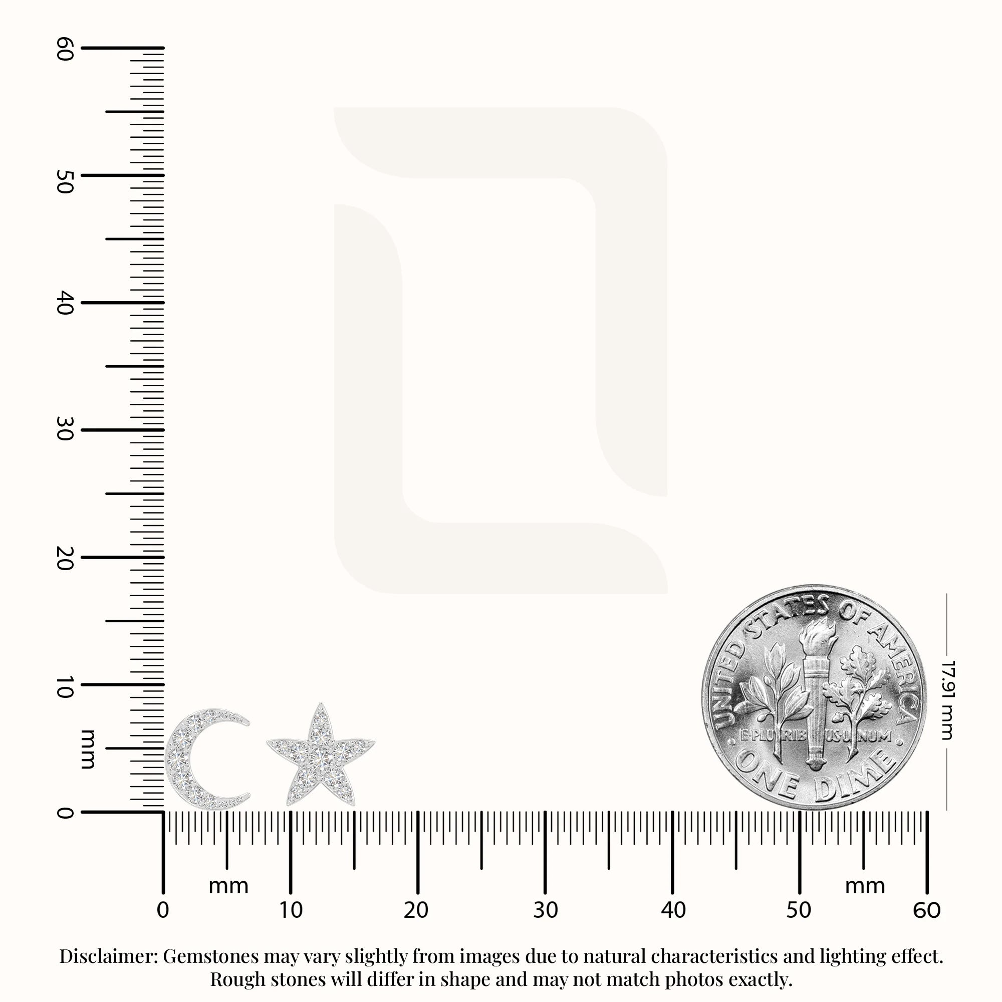 moissanite moon star stud earrings in sterling silver 