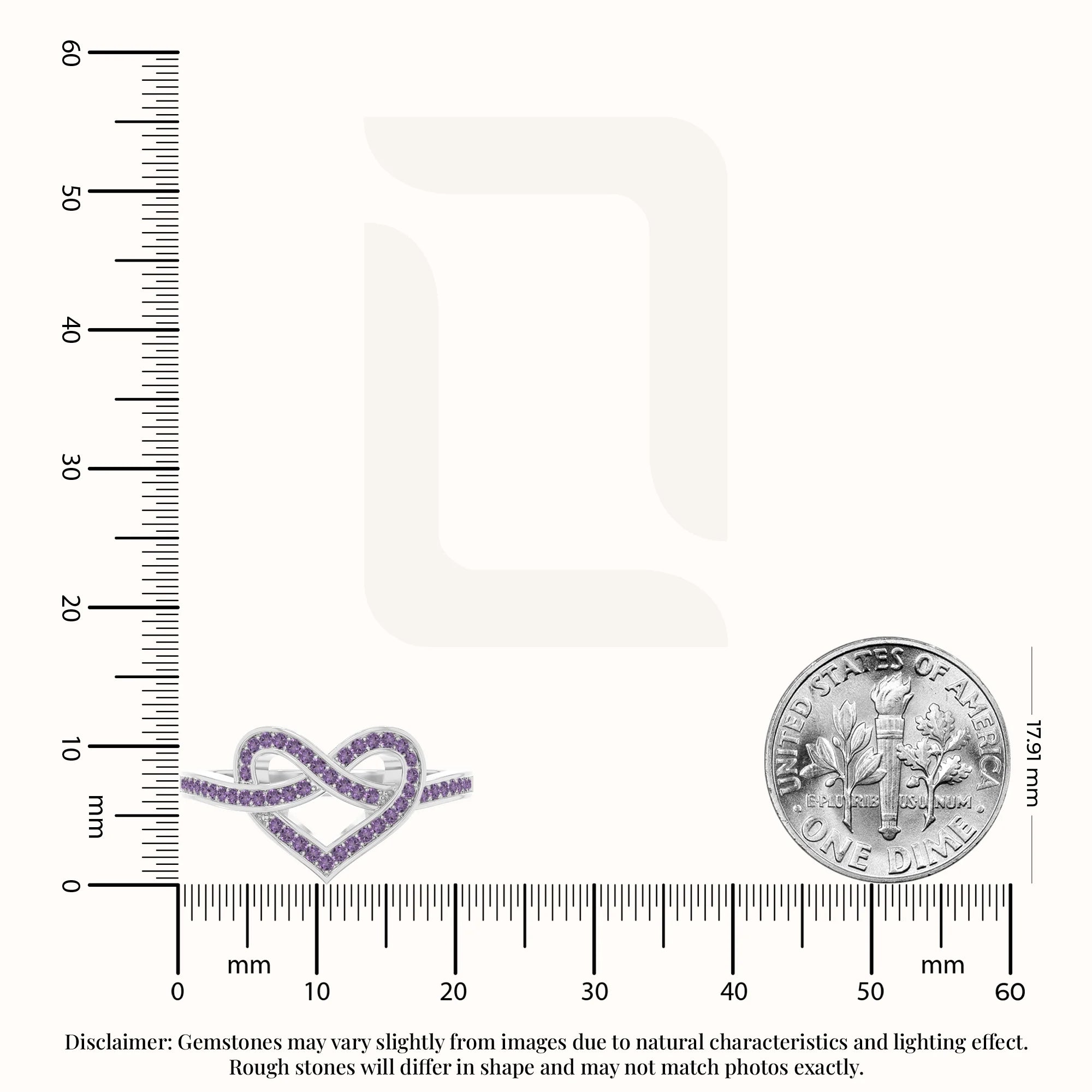 natural amethyst infinity knot heart promise rings in sterling silver 