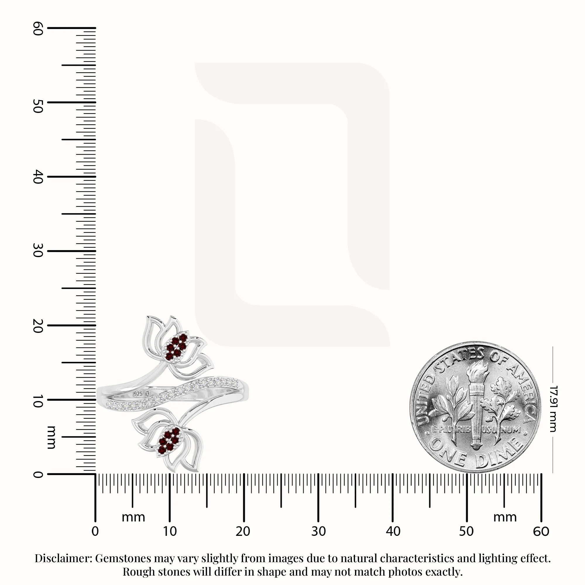 natural garnet lotus blossom rings in sterling silver 