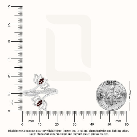 natural garnet lotus blossom rings in sterling silver 