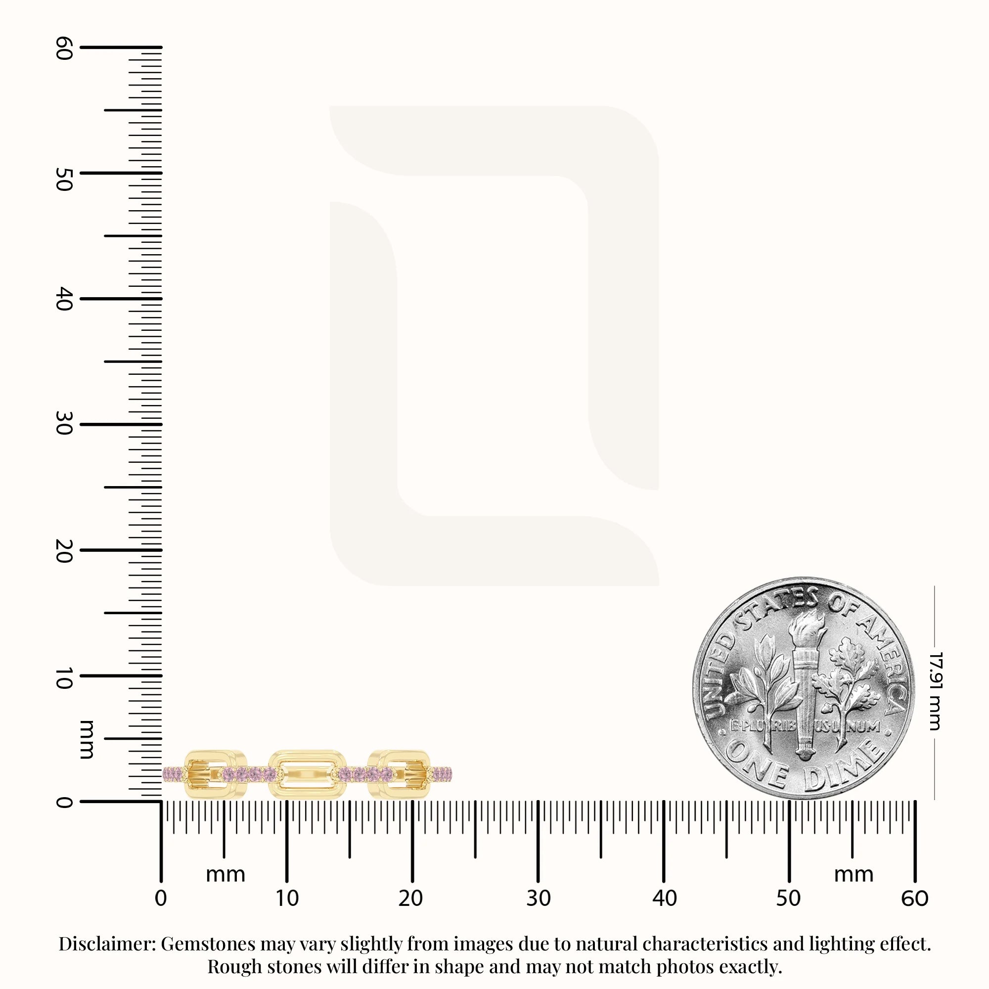 natural pink tourmaline interlocking wedding band rings in yellow gold vermeil