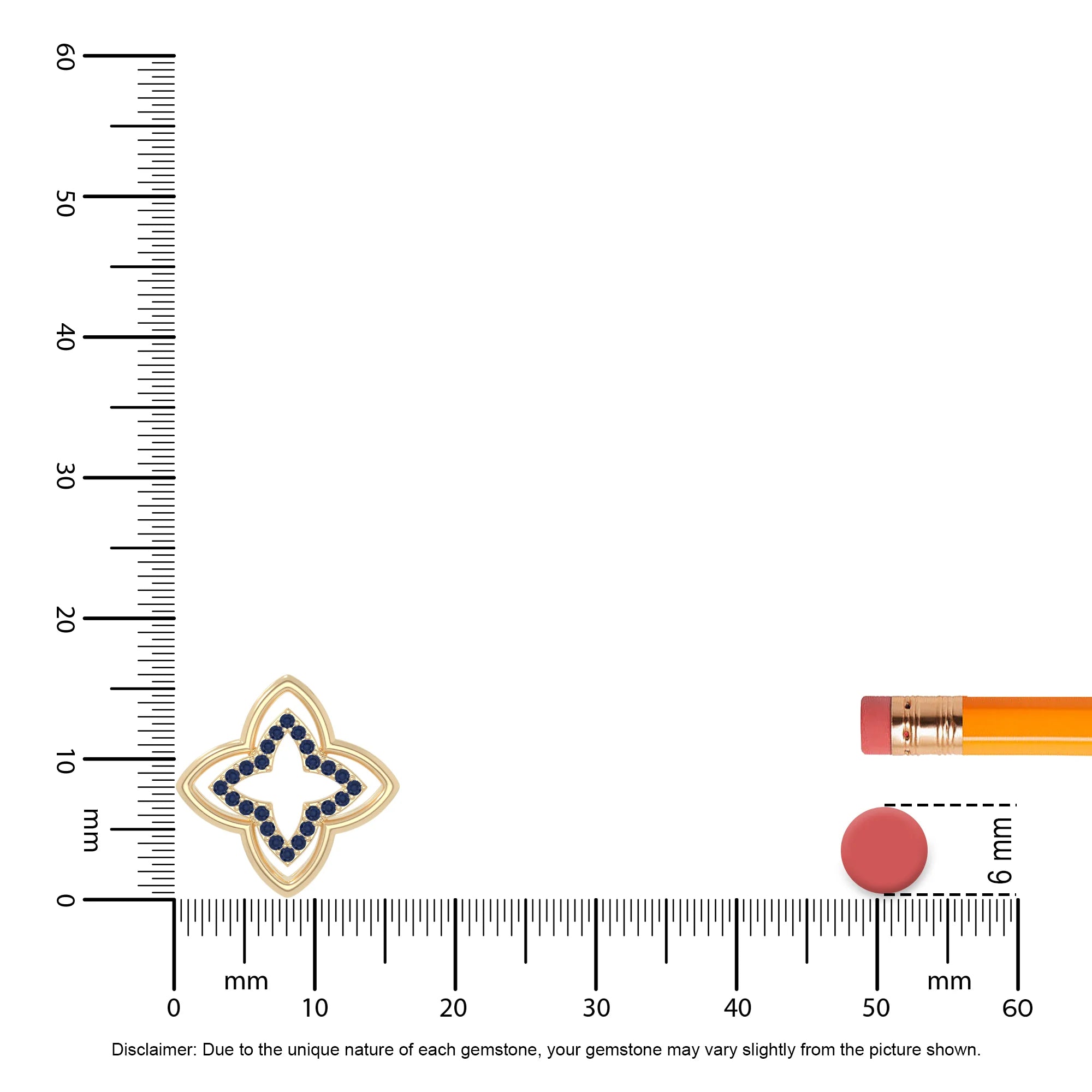 natural blue-sapphire 4 petal flower necklaces in yellow gold vermeil 