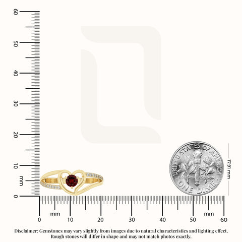 natural garnet heart promise rings in yellow gold vermeil