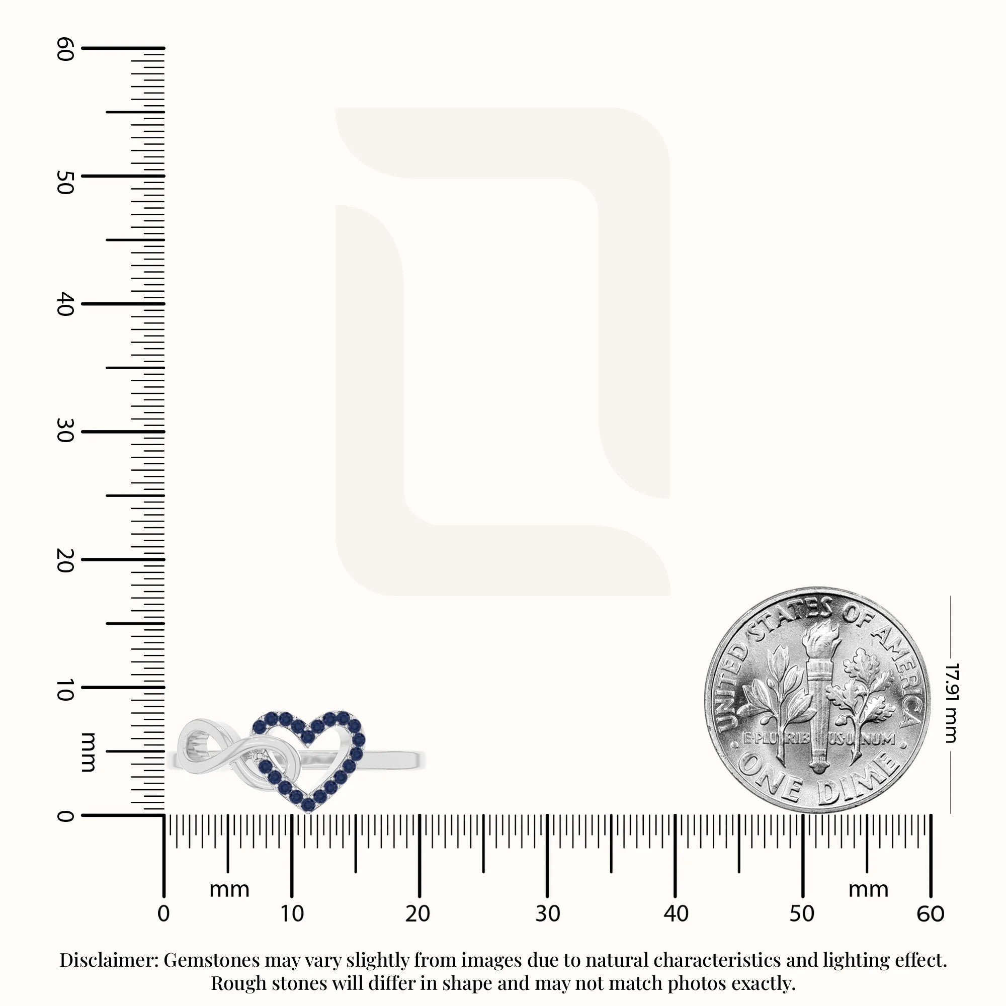 natural blue sapphire infinity heart promise rings in sterling silver 