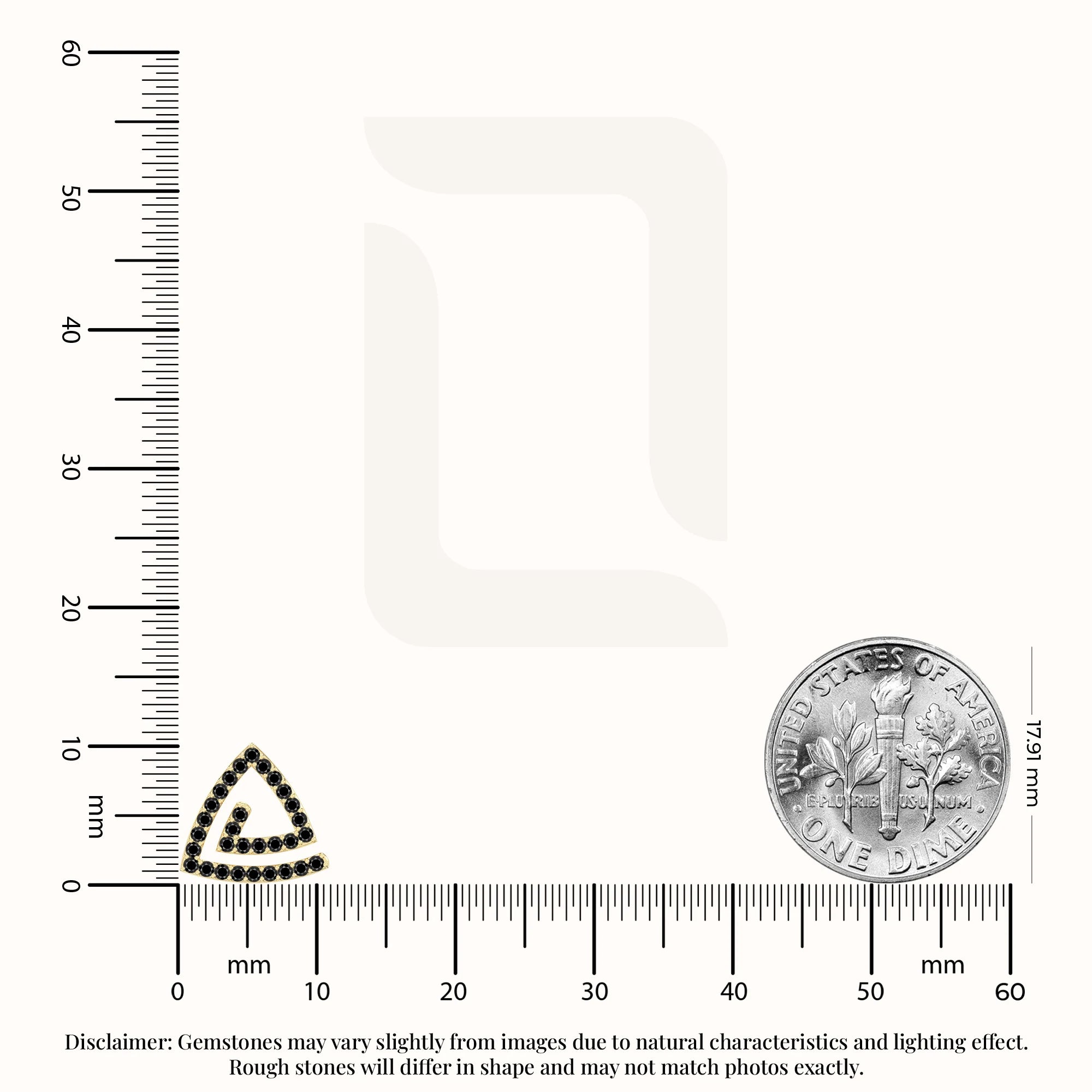 natural black-onyx triangle stud earrings in yellow gold vermeil 