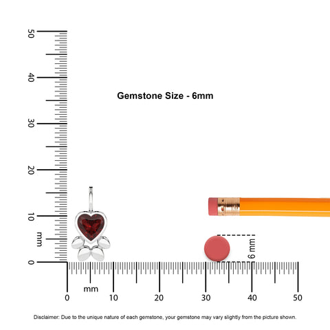 natural red-garnet paw shape pendant necklace