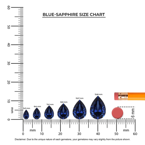 lab grown blue-sapphire pear shape solitaire v-bale pendant necklace