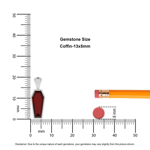 natural red-garnet coffin shape pendant necklace