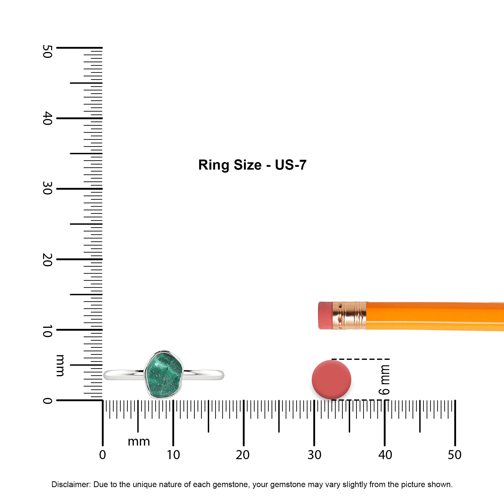 malachite rough shape stackable bezel-set ring