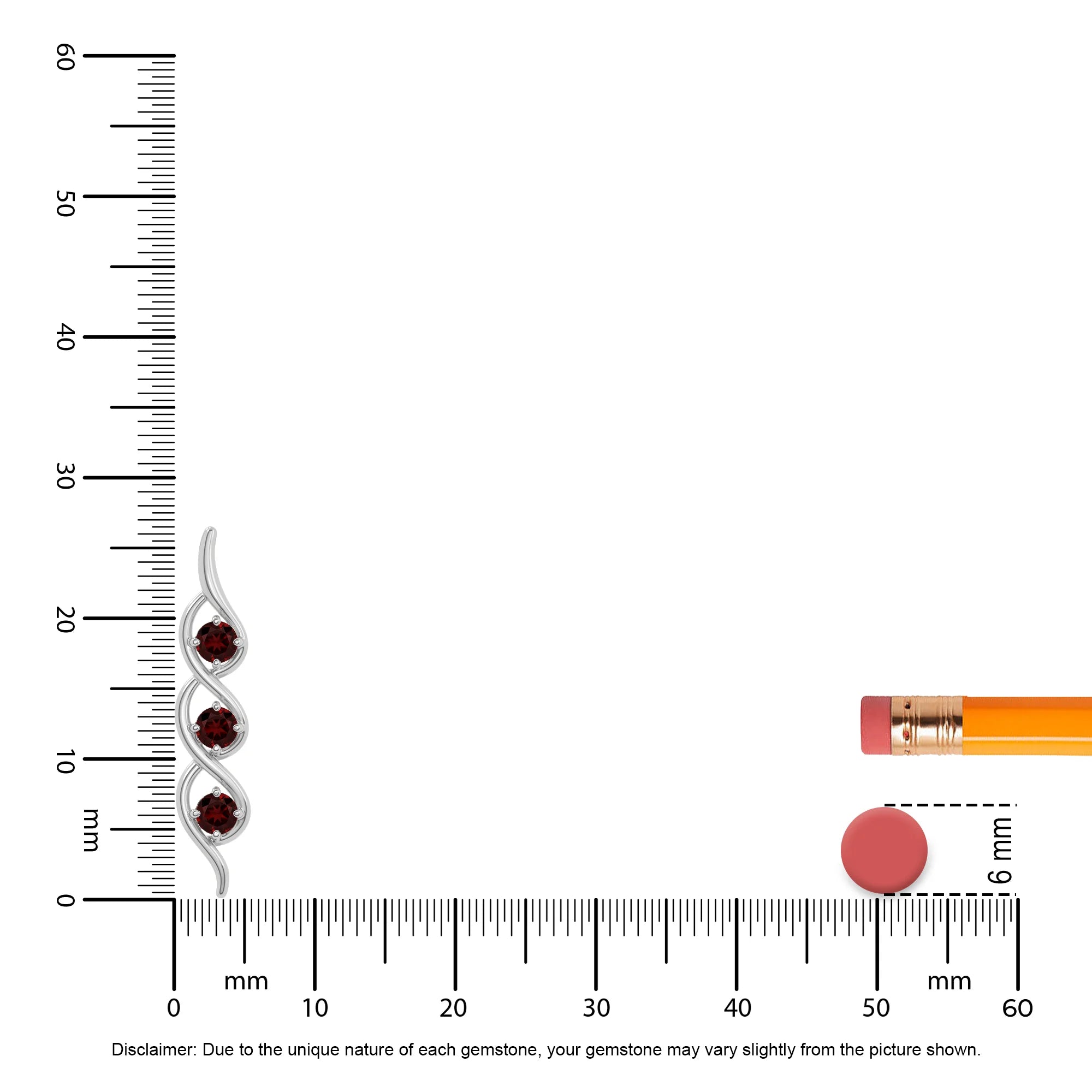 natural garnet 3 stone helix necklaces in sterling silver 