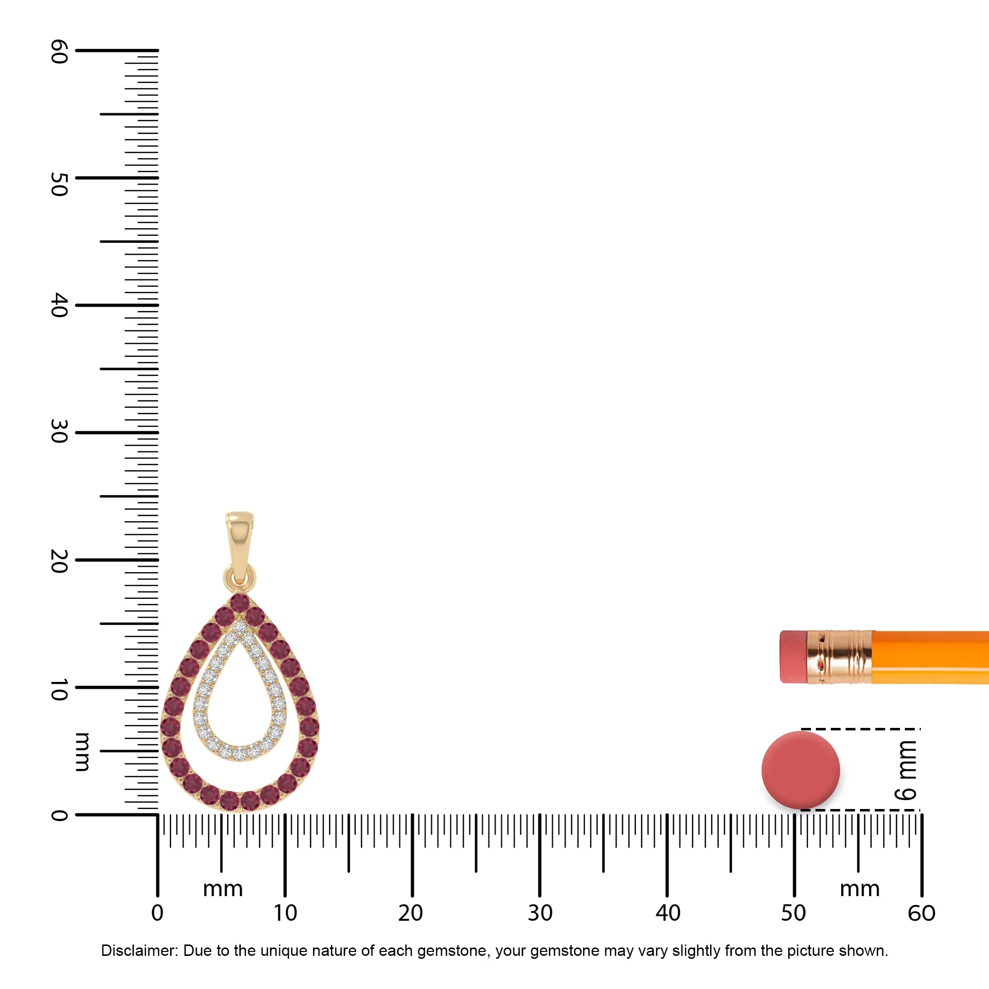 natural ruby teardrop necklaces in yellow gold vermeil 