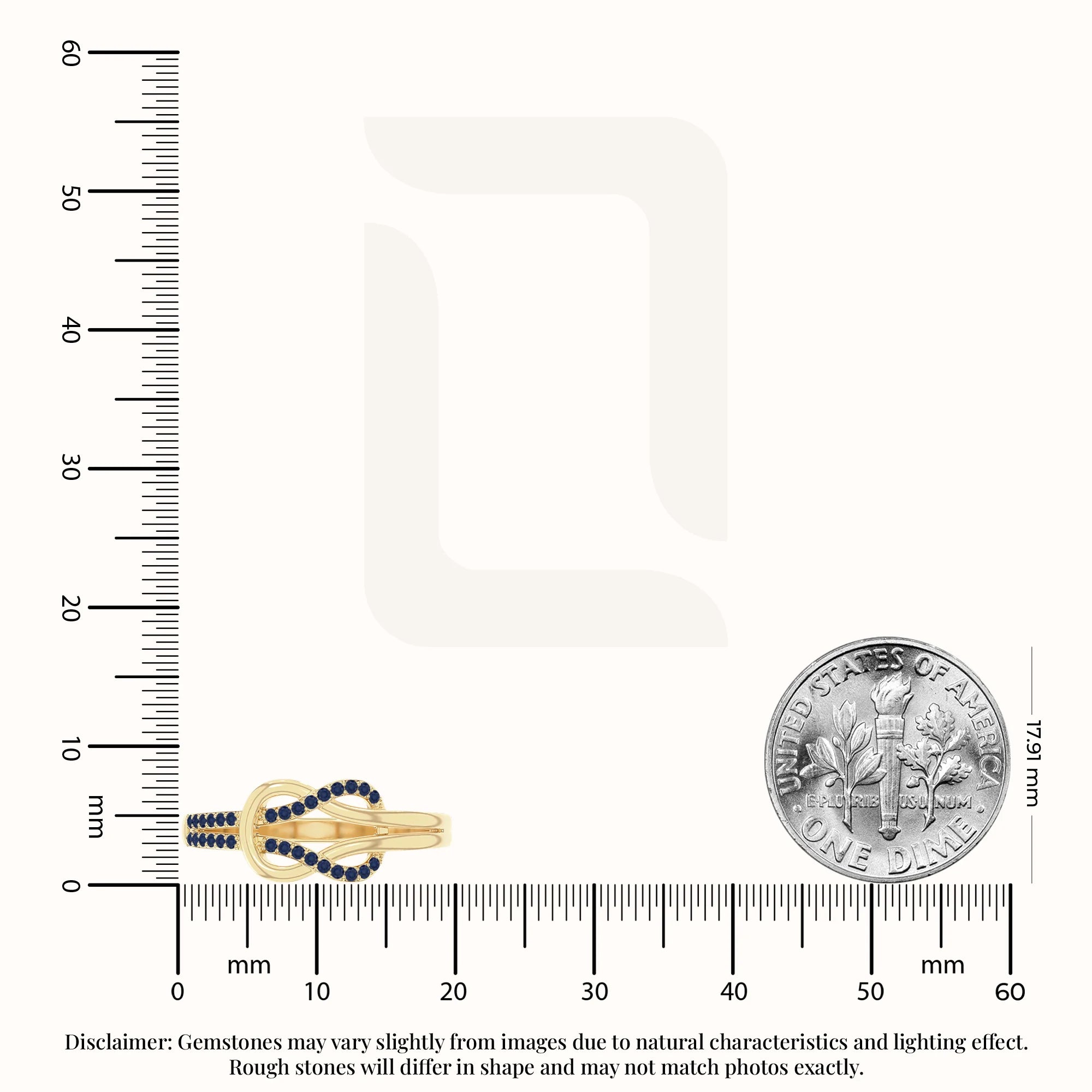 natural blue sapphire infinity knot promise rings in yellow gold vermeil