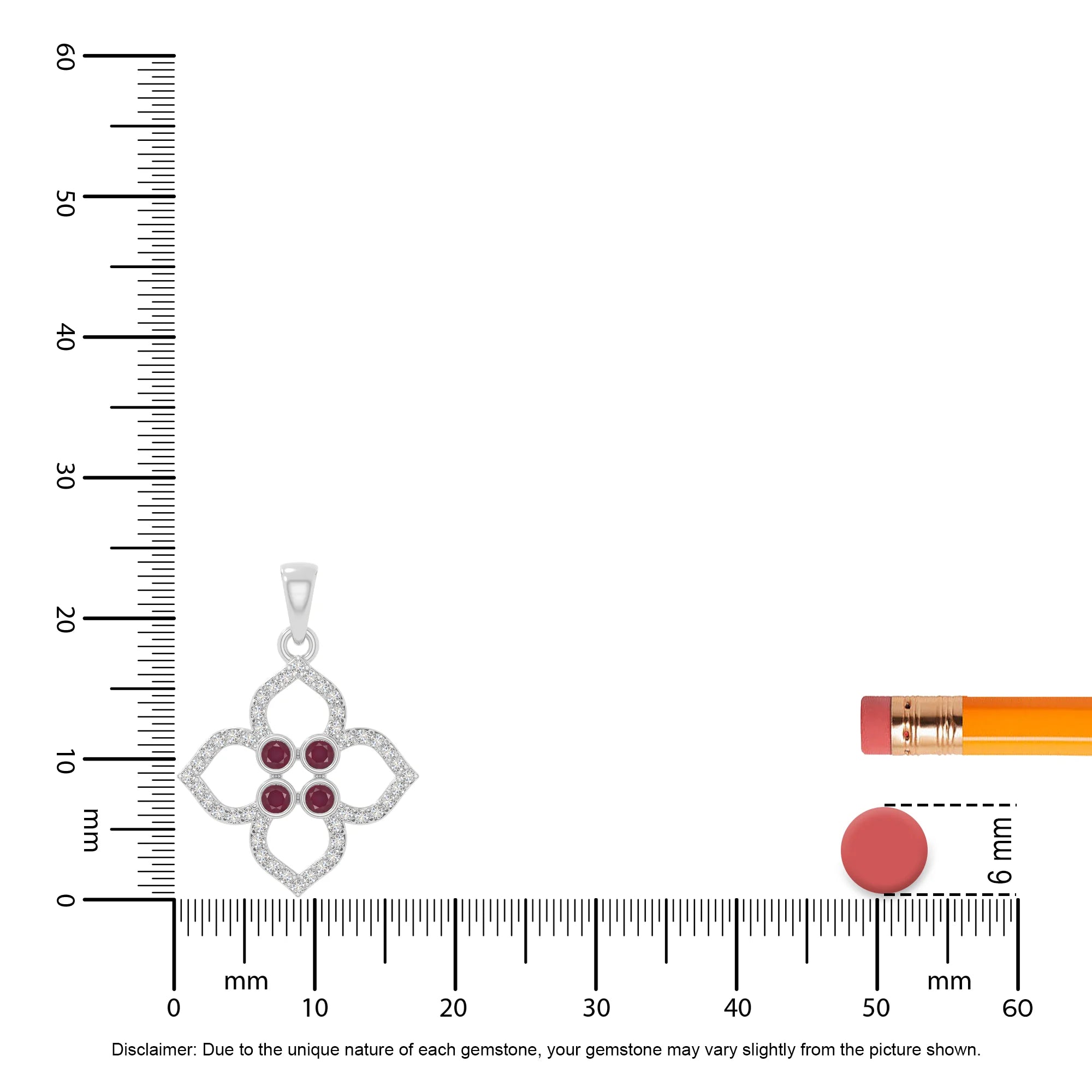 natural ruby 4 petal flower necklaces in sterling silver 