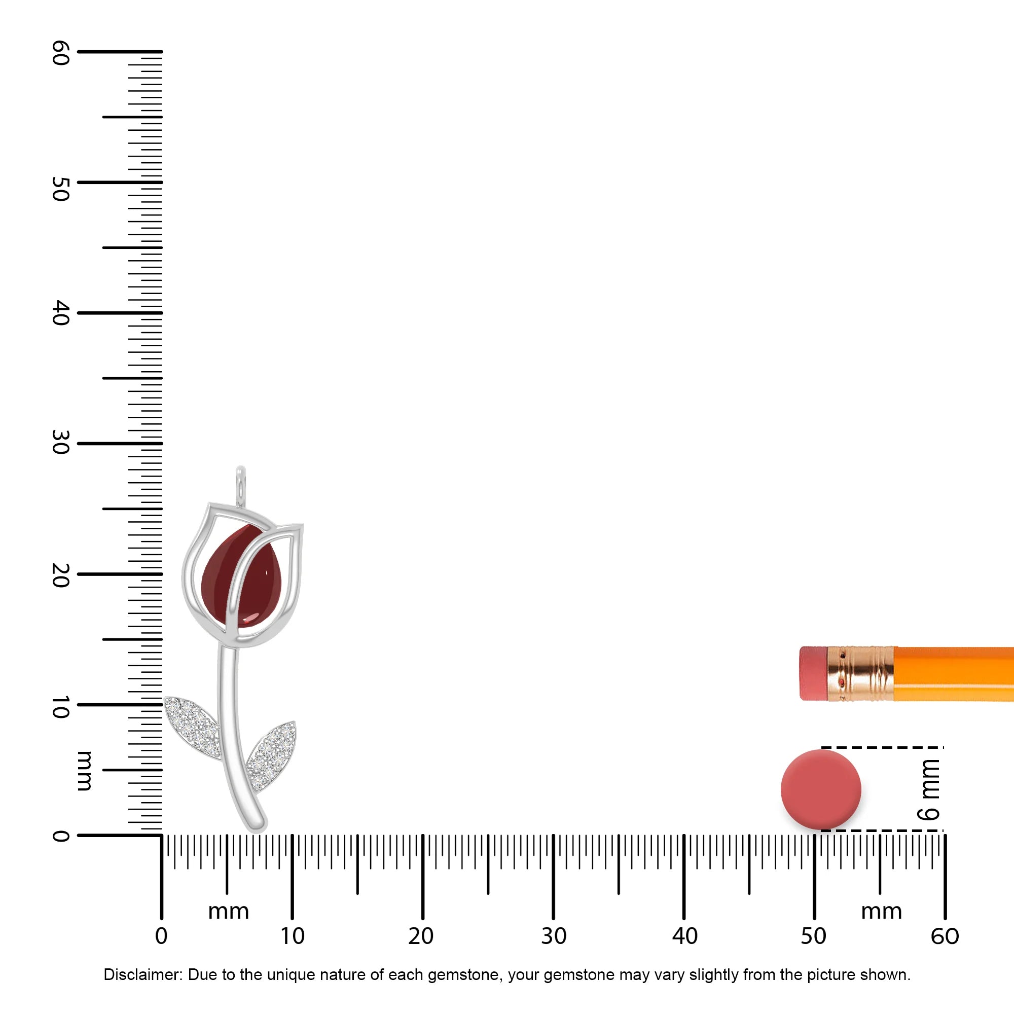 natural garnet tulip necklaces in sterling silver 