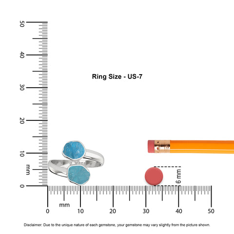 neon-apatite-paraiba-apatite rough shape stackable bezel-set ring