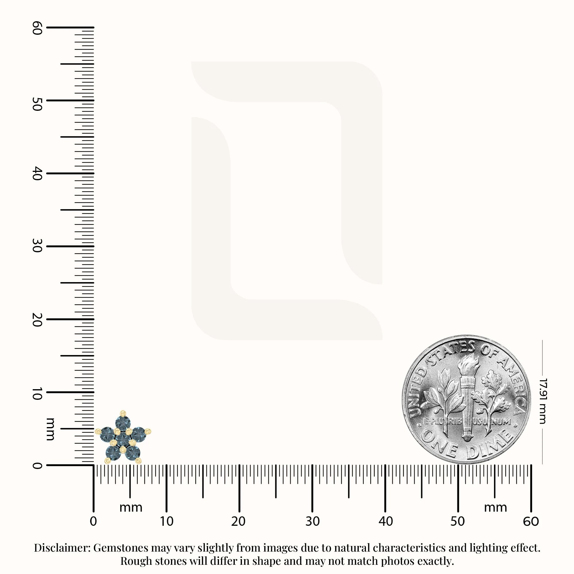 natural london-blue-topaz flower stud earrings in yellow gold vermeil 