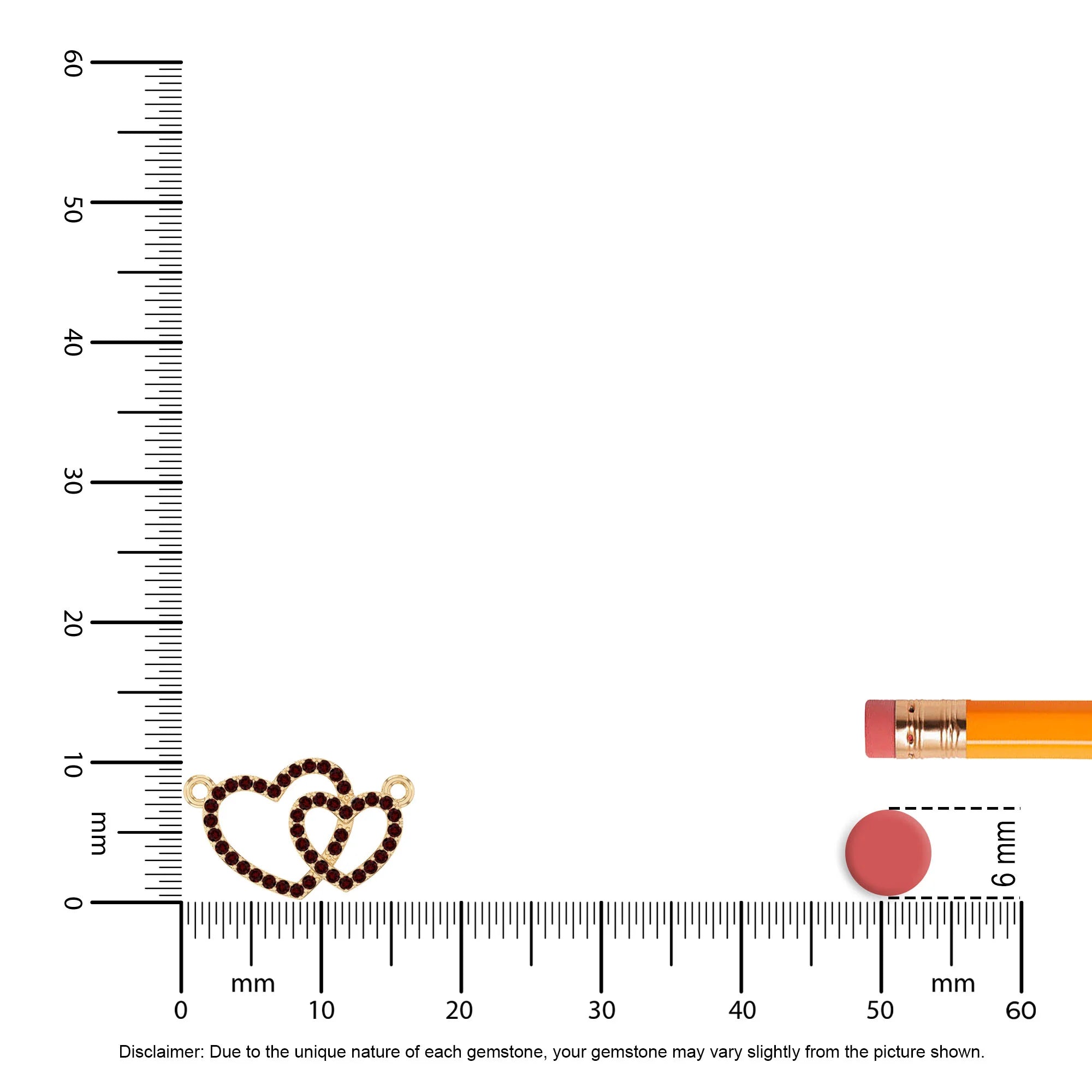 natural garnet heart in heart necklaces in yellow gold vermeil 