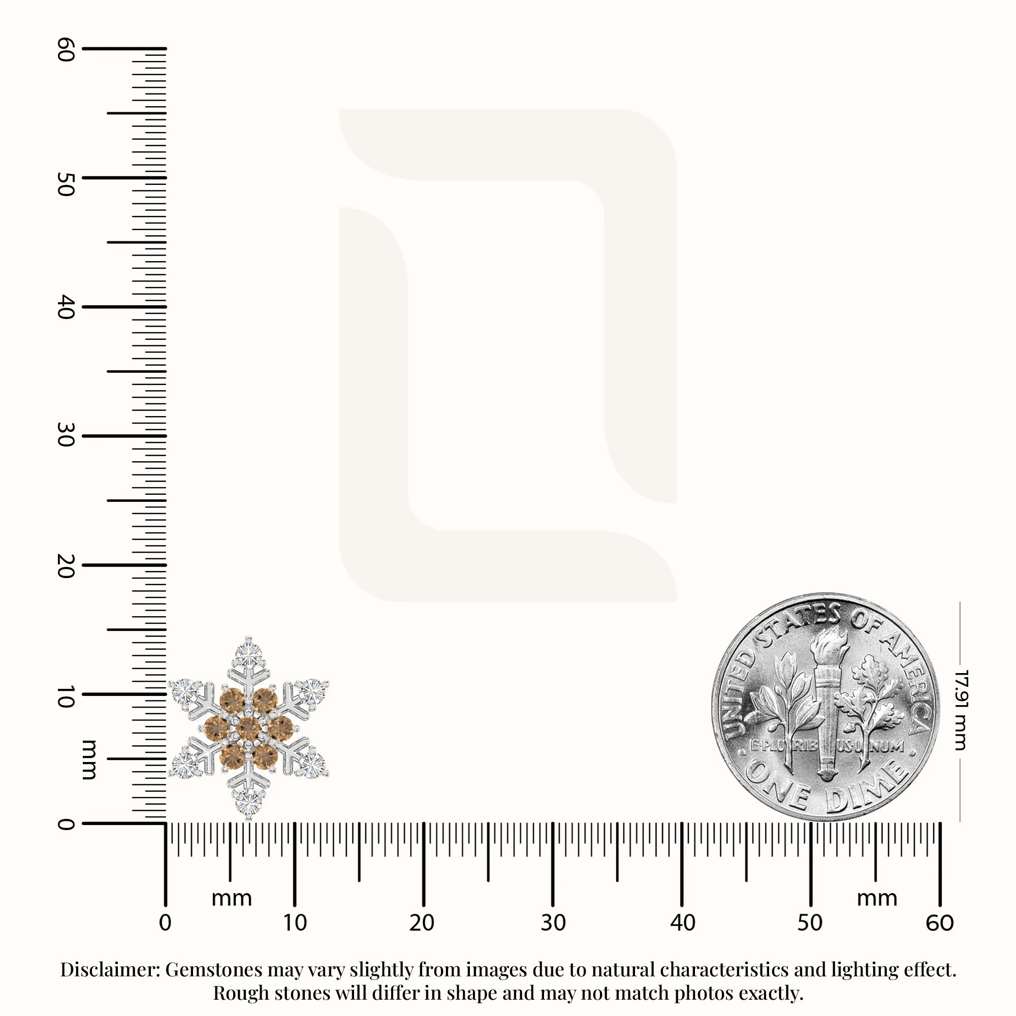 natural citrine snowflake stud earrings in sterling silver 