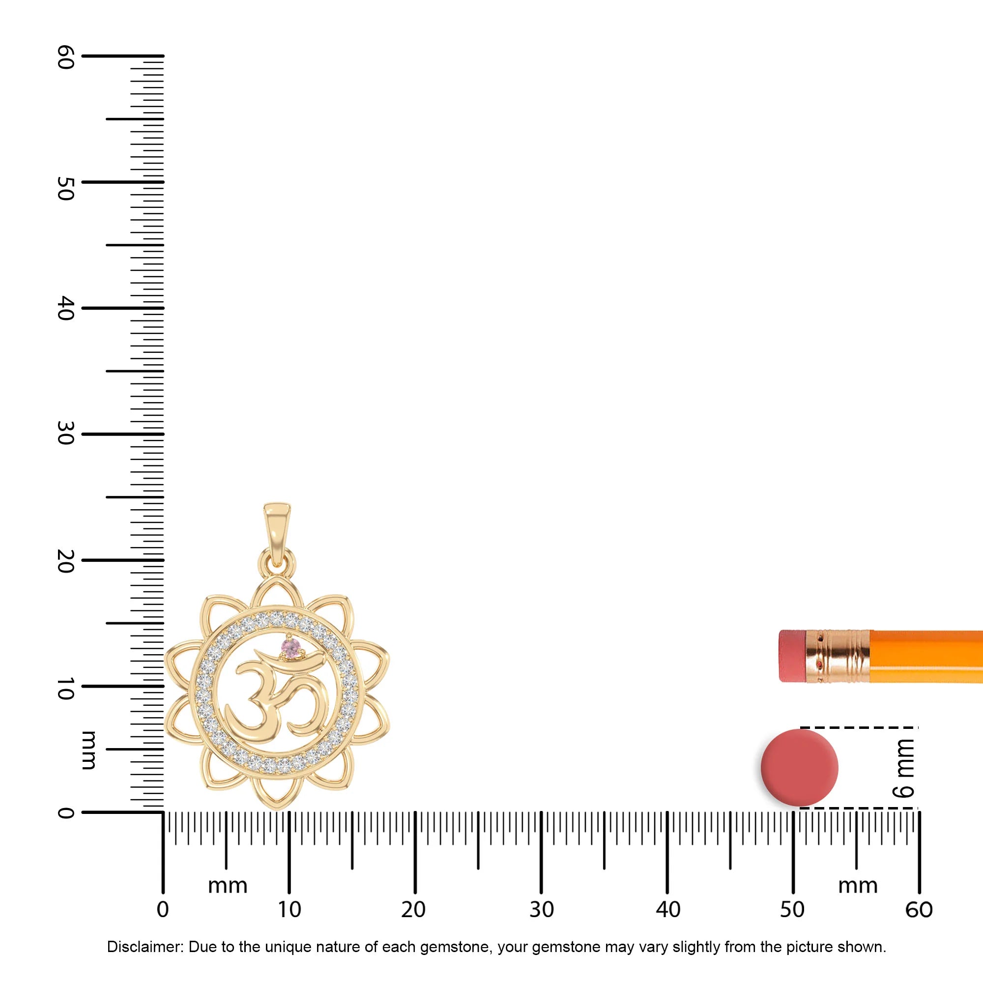 natural pink-tourmaline om symbol necklaces in yellow gold vermeil 