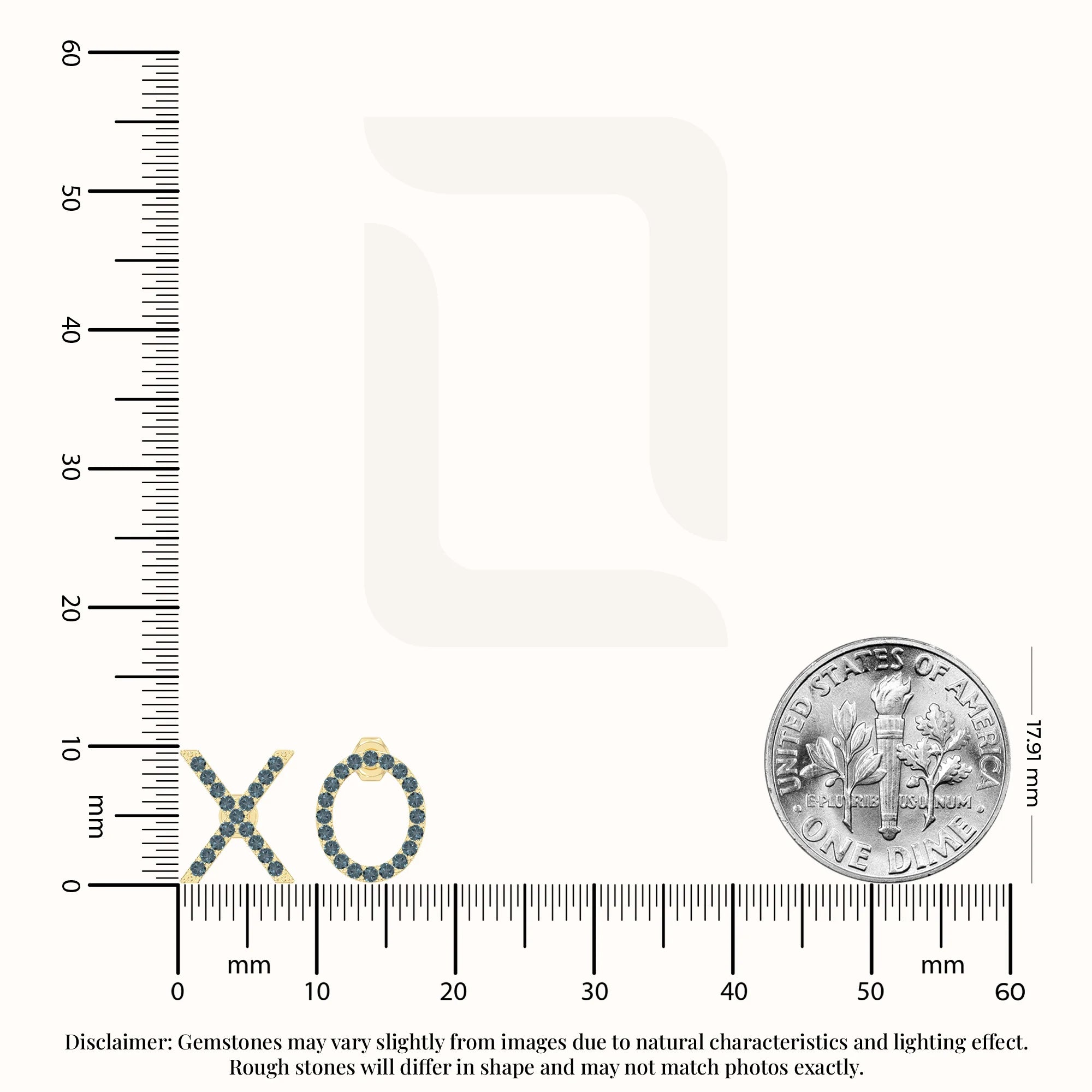 natural london-blue-topaz xo stud earrings in yellow gold vermeil 