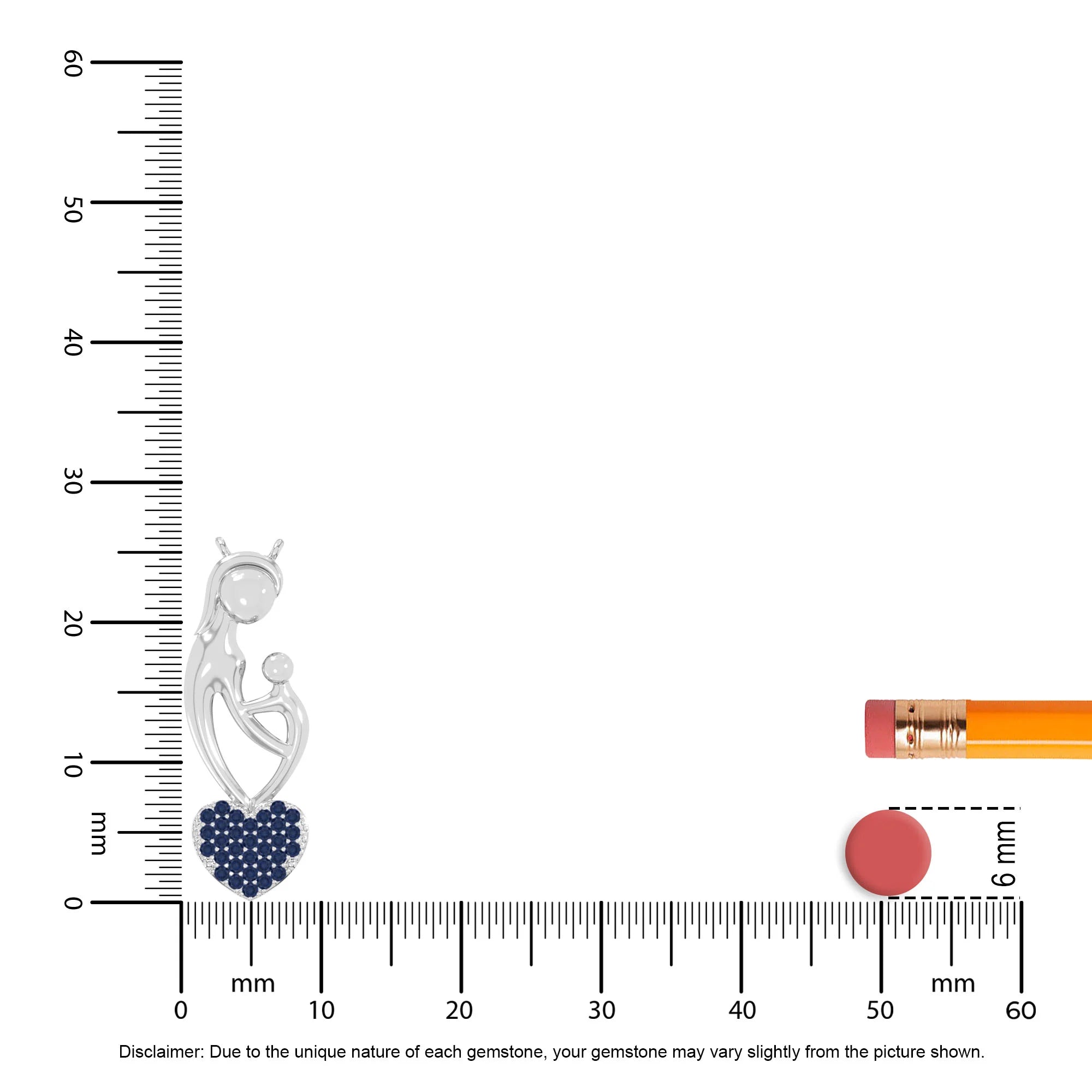 natural blue-sapphire mother child heart necklaces in sterling silver 
