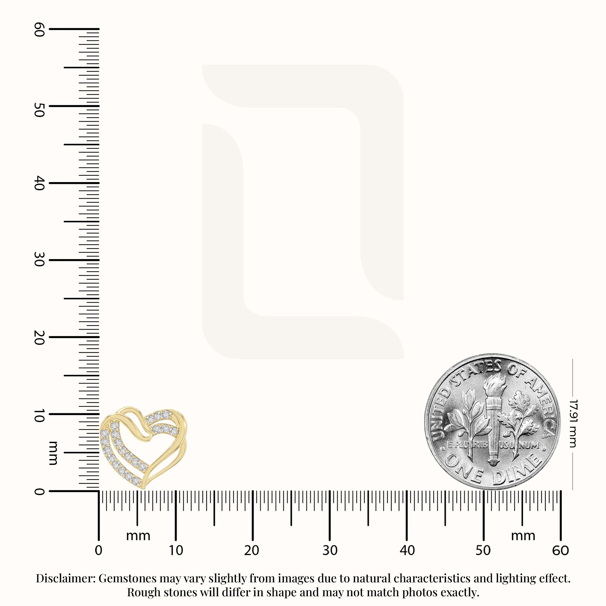 moissanite heart-in-heart stud earrings in yellow gold vermeil 