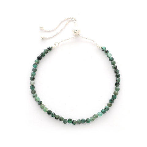 natural emerald round shape bolo bracelet