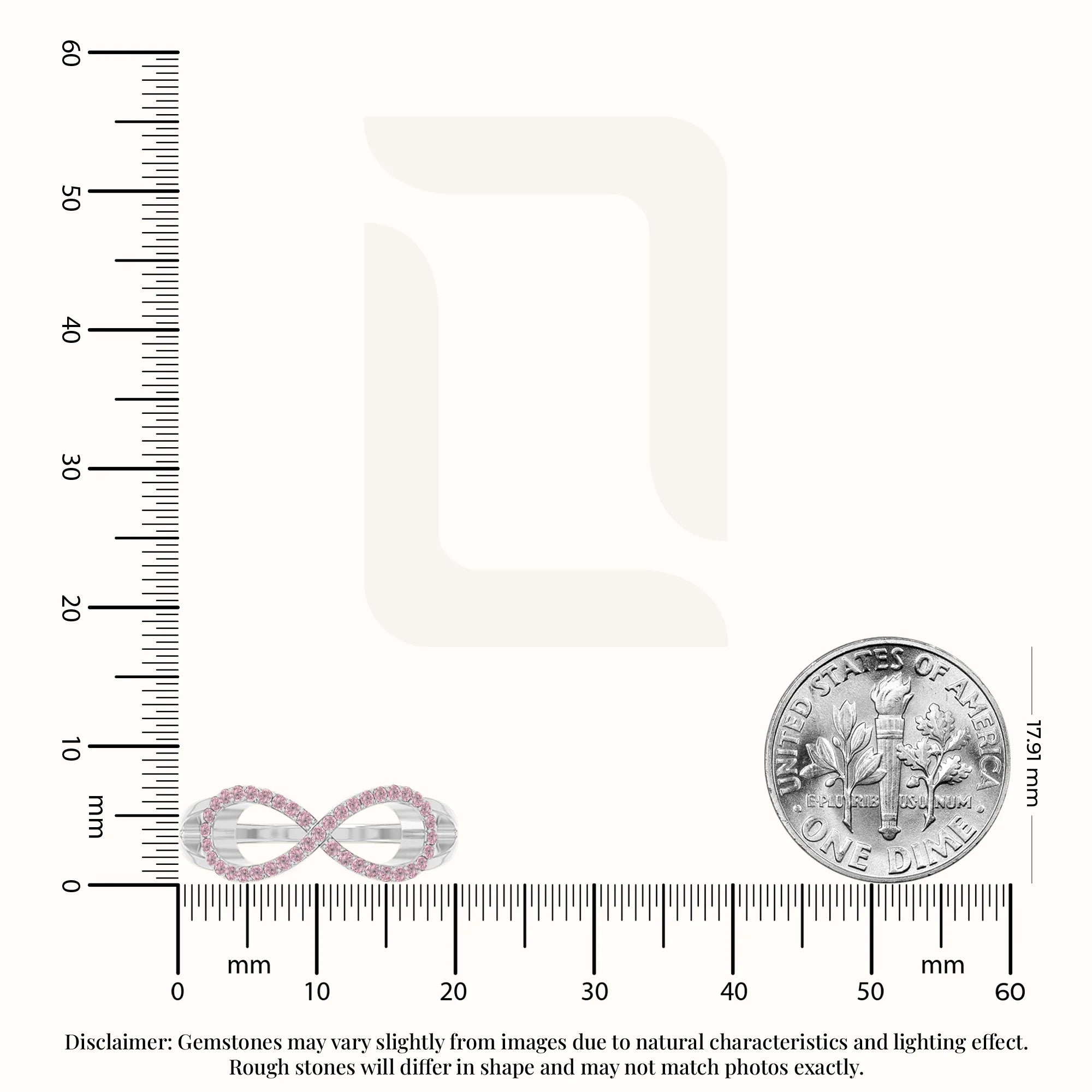 natural pink tourmaline infinity promise rings in sterling silver 