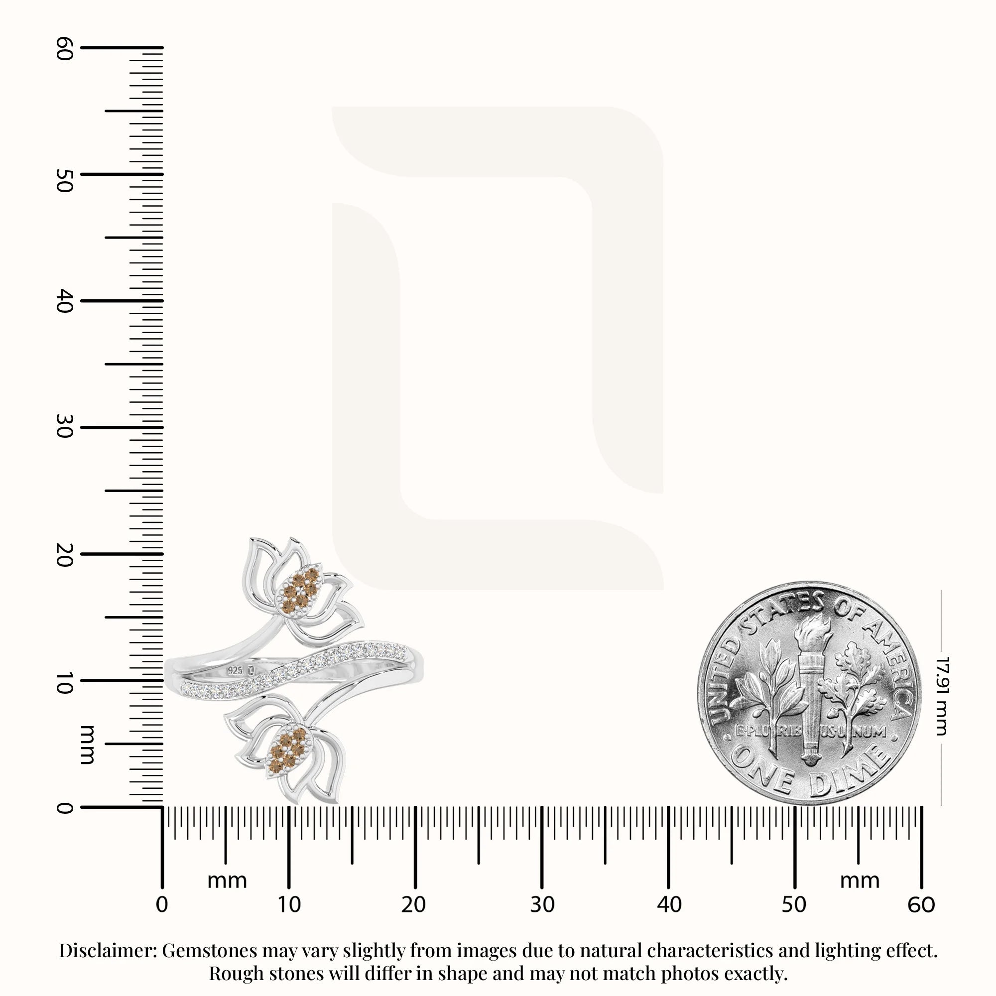 natural citrine lotus blossom rings in sterling silver 