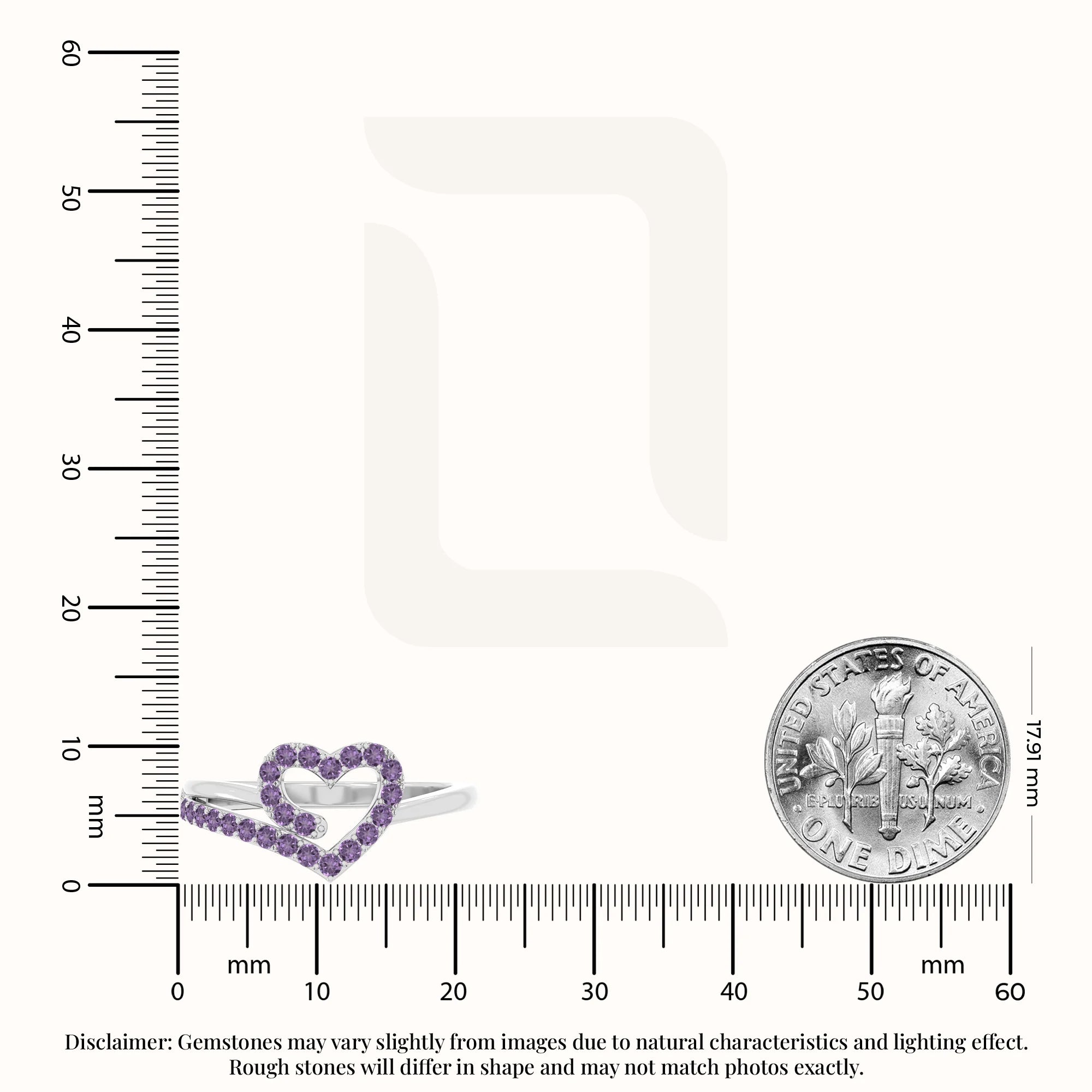 natural amethyst heart promise rings in sterling silver 