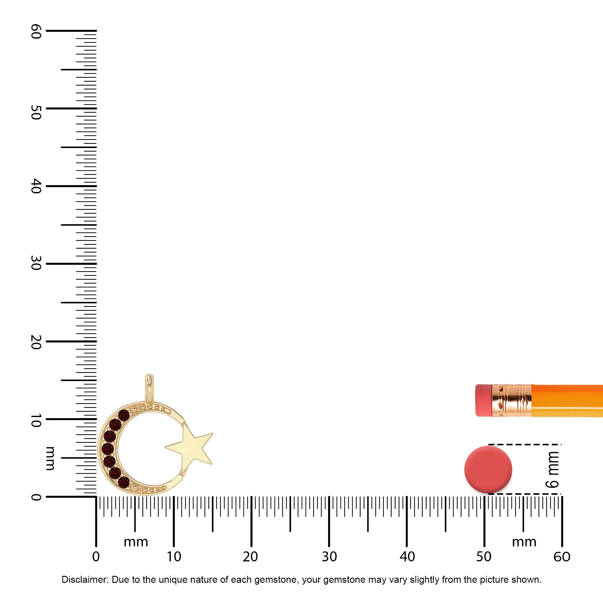 natural garnet moon & star necklaces in yellow gold vermeil 