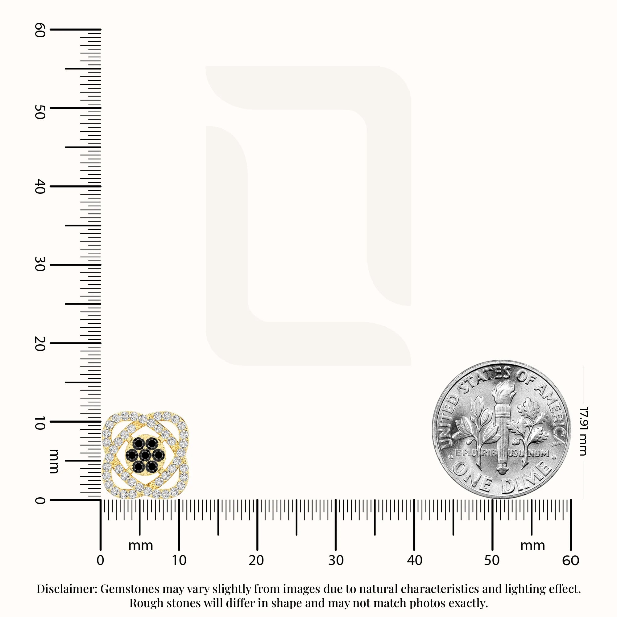 natural black-onyx inner power stud earrings in yellow gold vermeil 