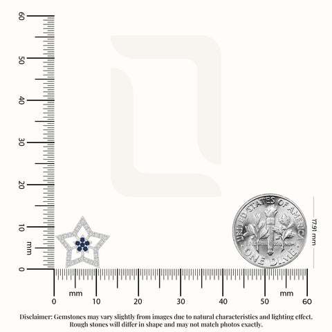 natural blue-sapphire star stud earrings in sterling silver 
