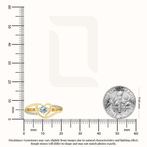 natural aquamarine heart promise rings in yellow gold vermeil