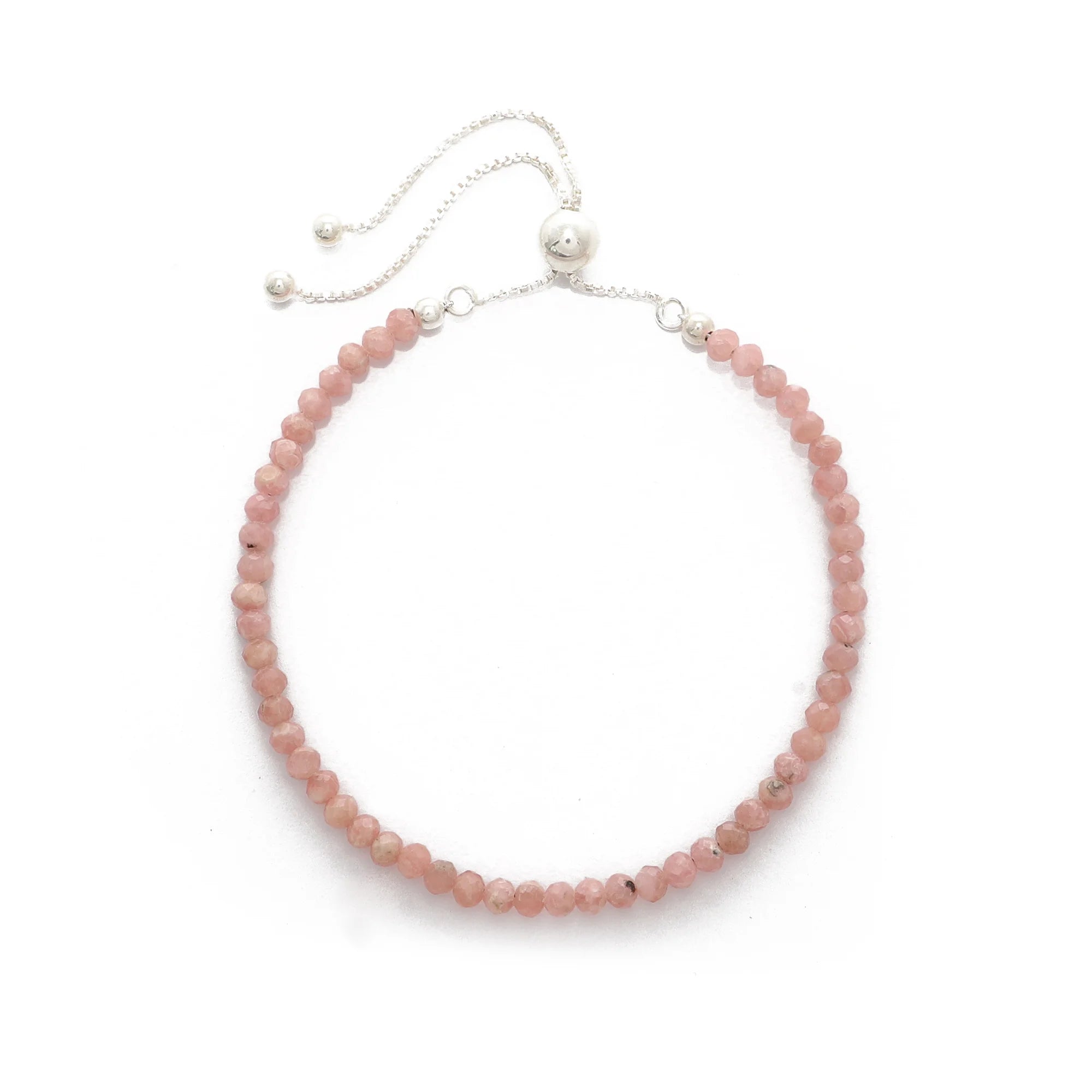 natural rhodochrosite round shape bolo bracelet