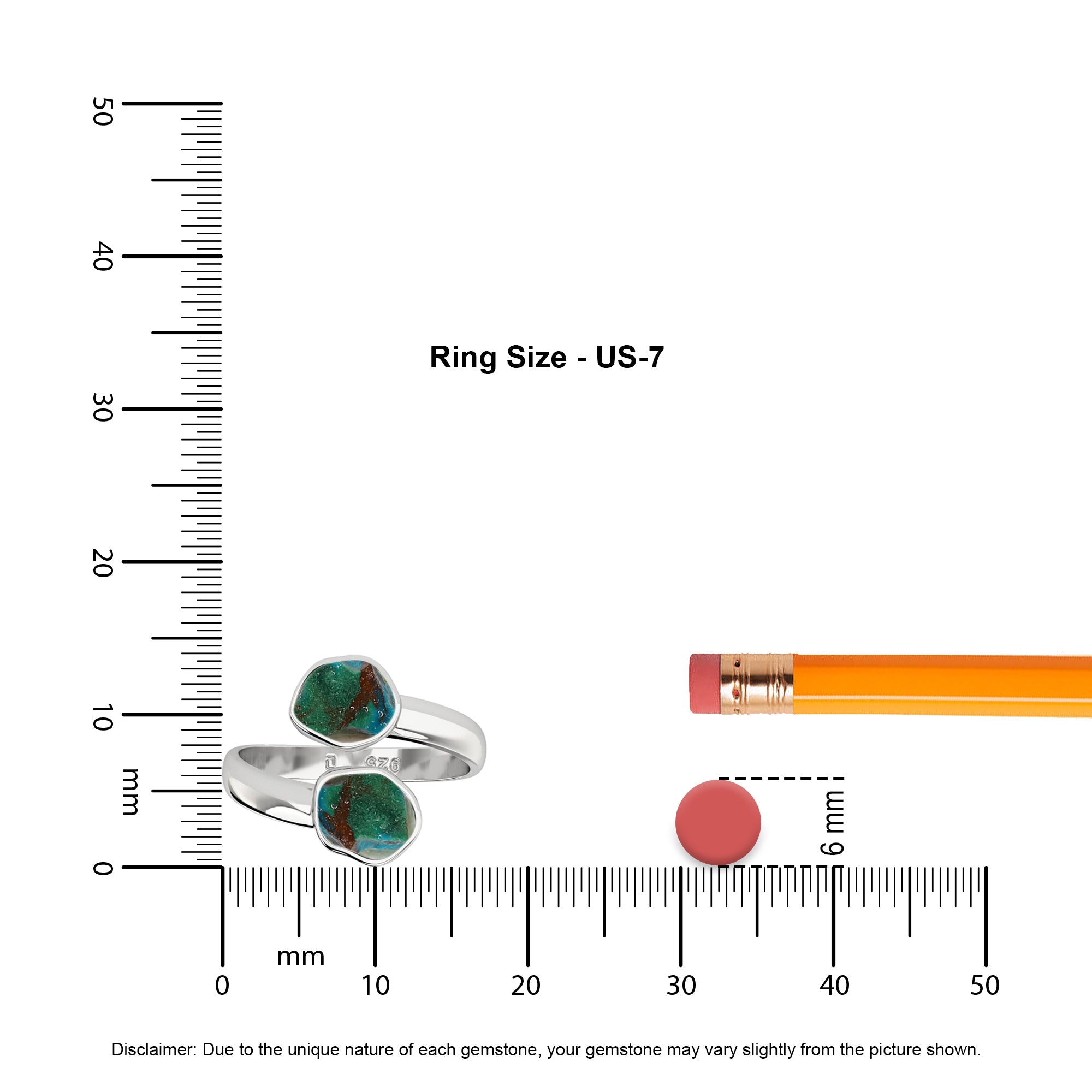 chrysocolla rough shape stackable bezel-set ring