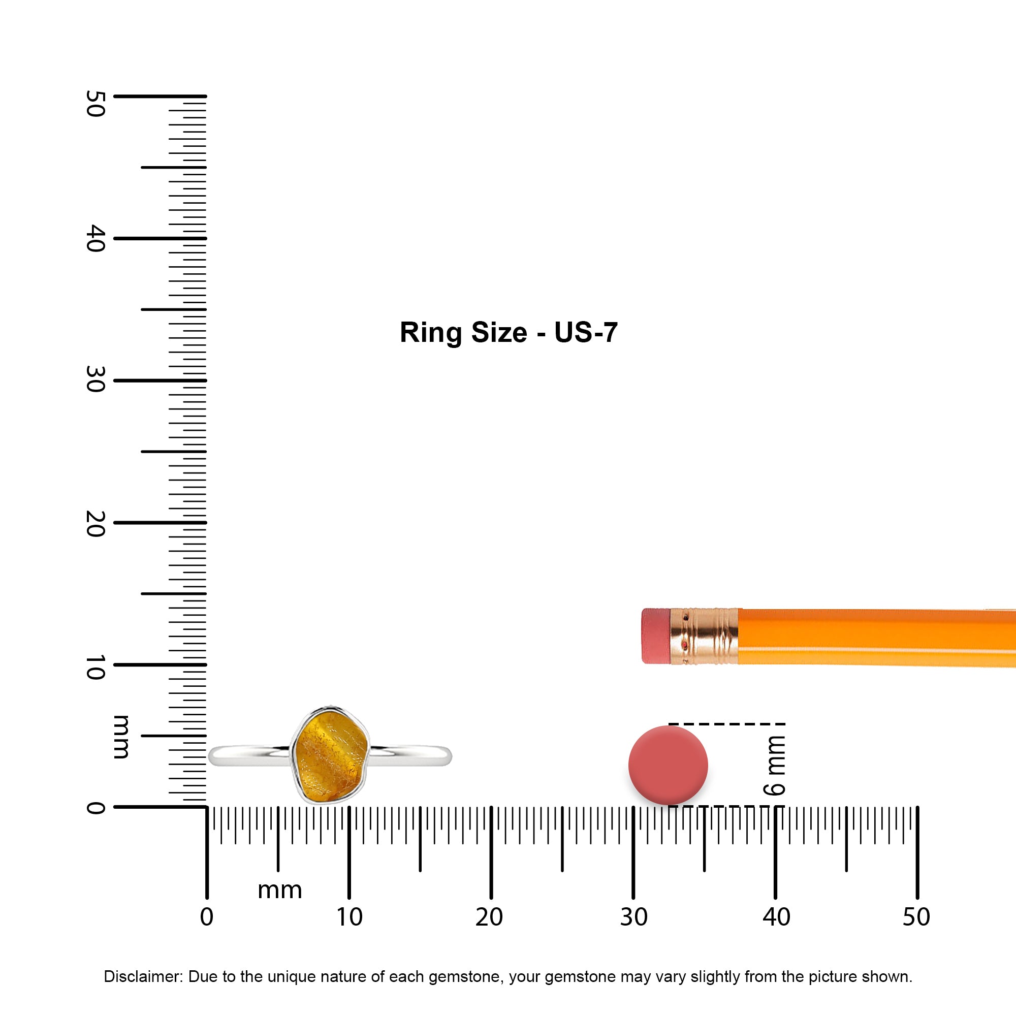 amber rough shape stackable bezel-set ring