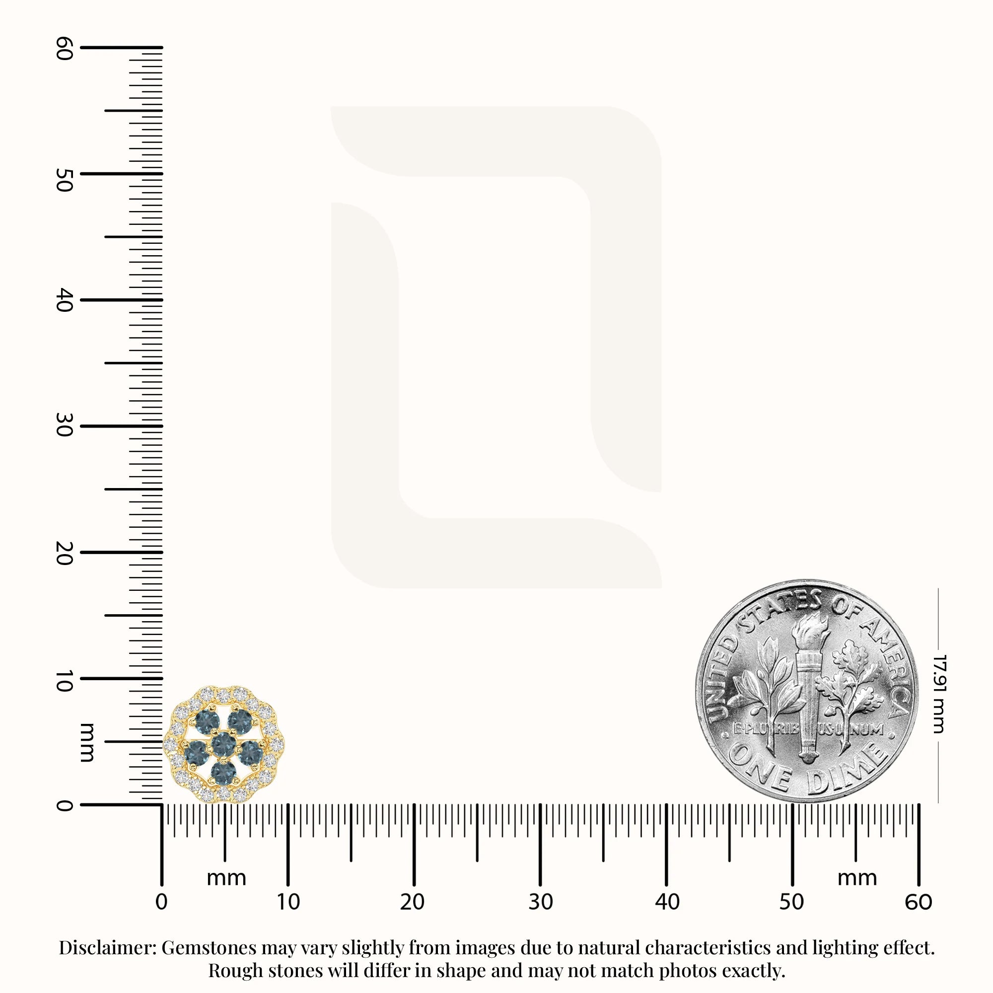 natural london-blue-topaz flower stud earrings in yellow gold vermeil 