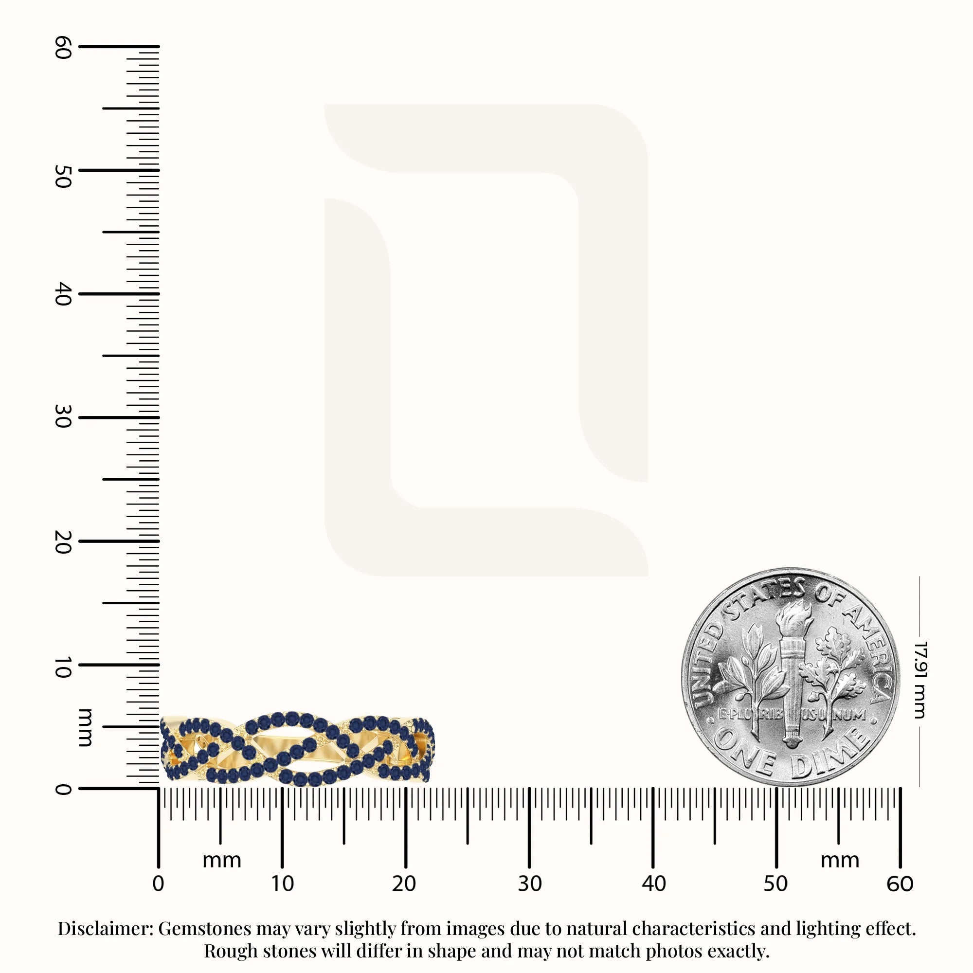 natural blue sapphire twisted braided wedding band rings in yellow gold vermeil