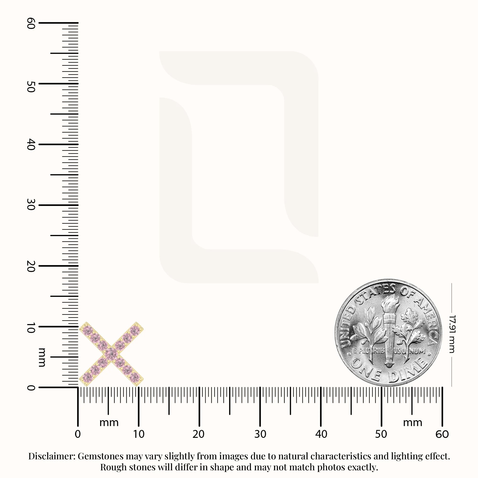 natural pink-tourmaline x stud earrings in yellow gold vermeil 