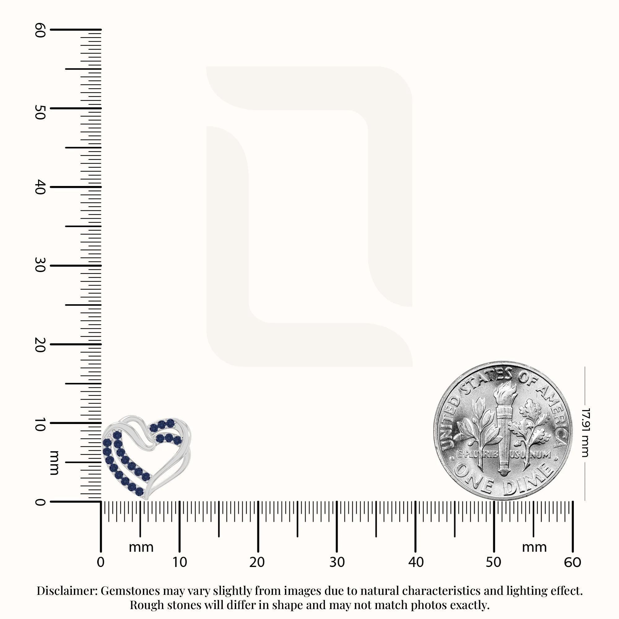 natural blue-sapphire heart-in-heart stud earrings in sterling silver 