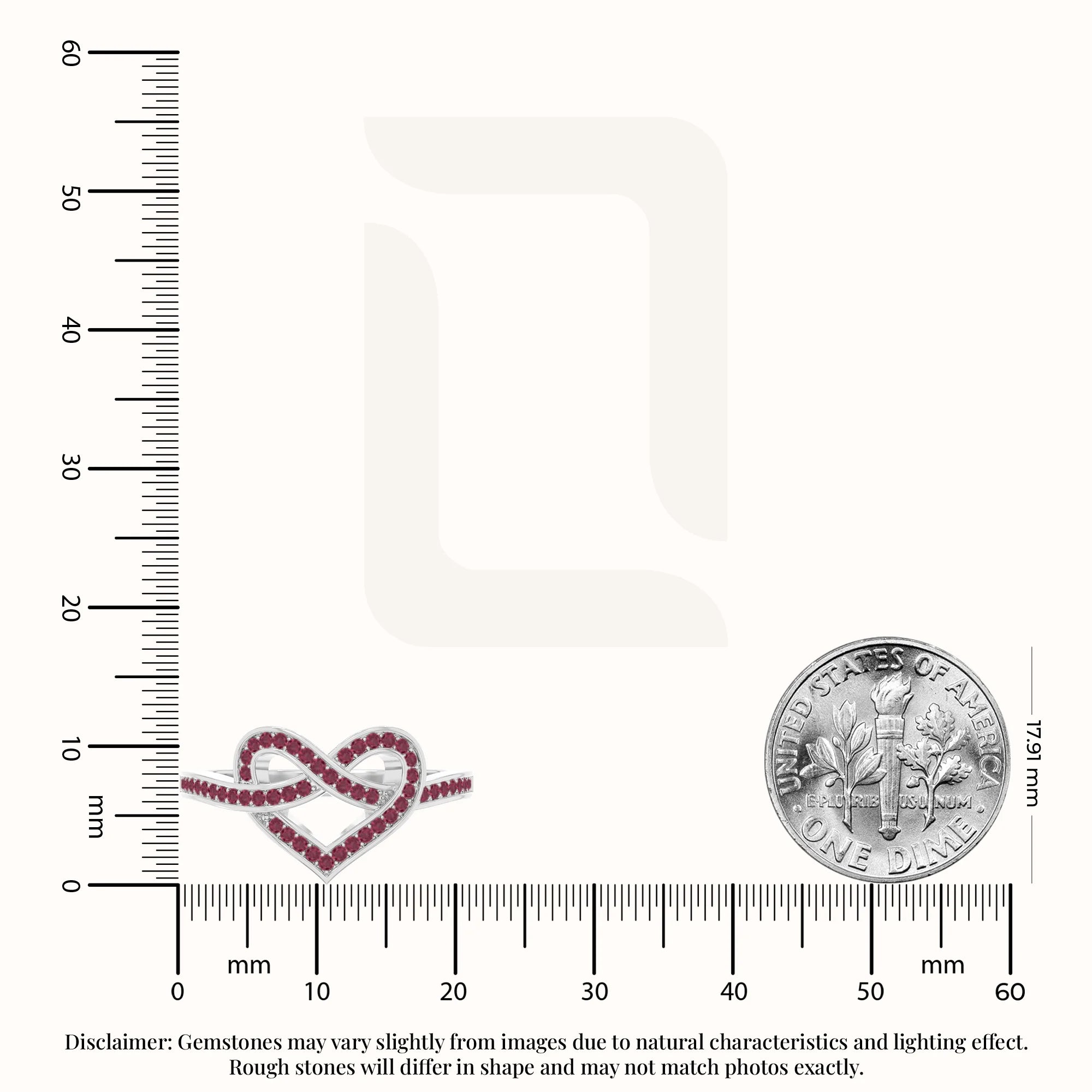 natural ruby infinity knot heart promise rings in sterling silver 