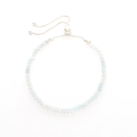 natural aquamarine round shape bolo bracelet