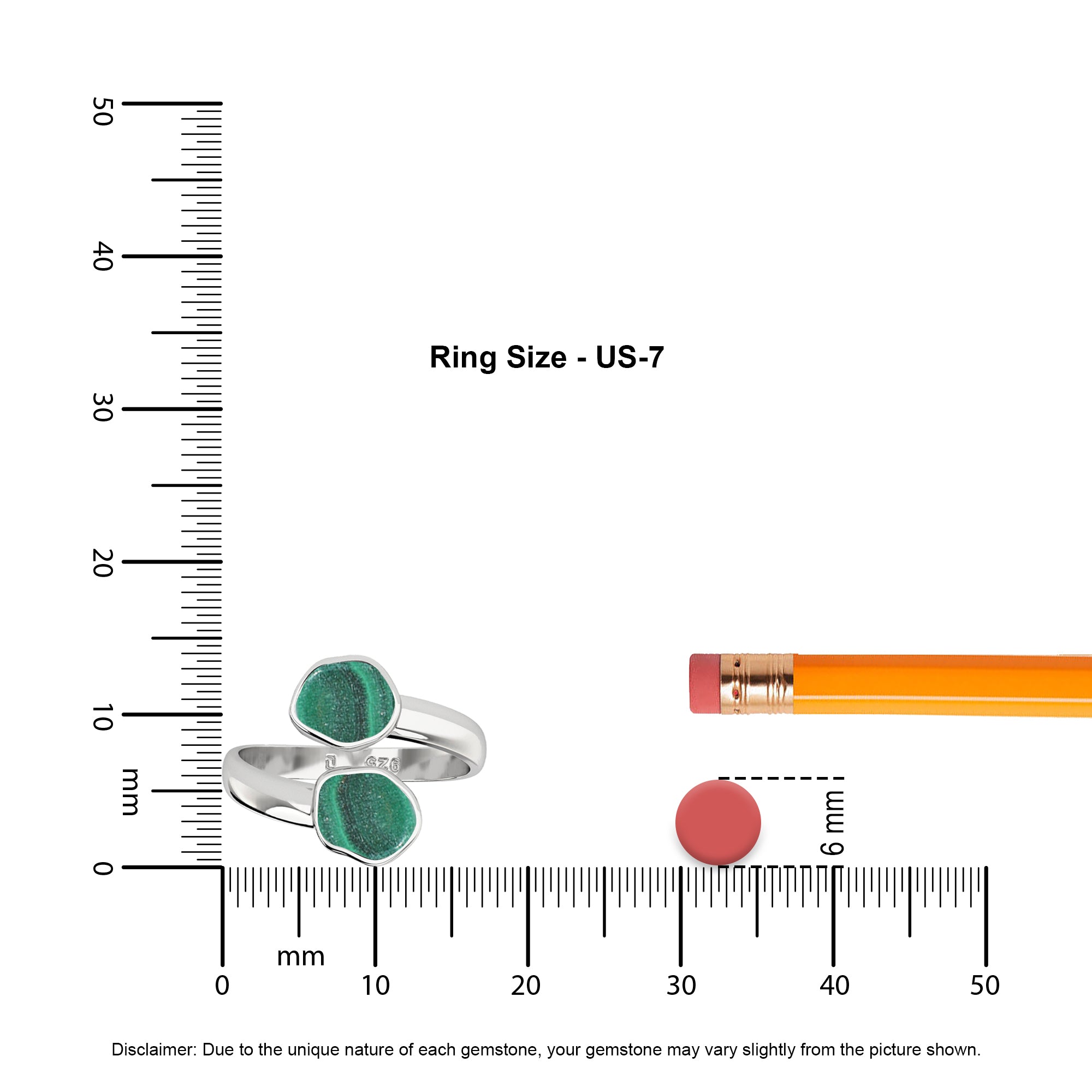 malachite rough shape stackable bezel-set ring