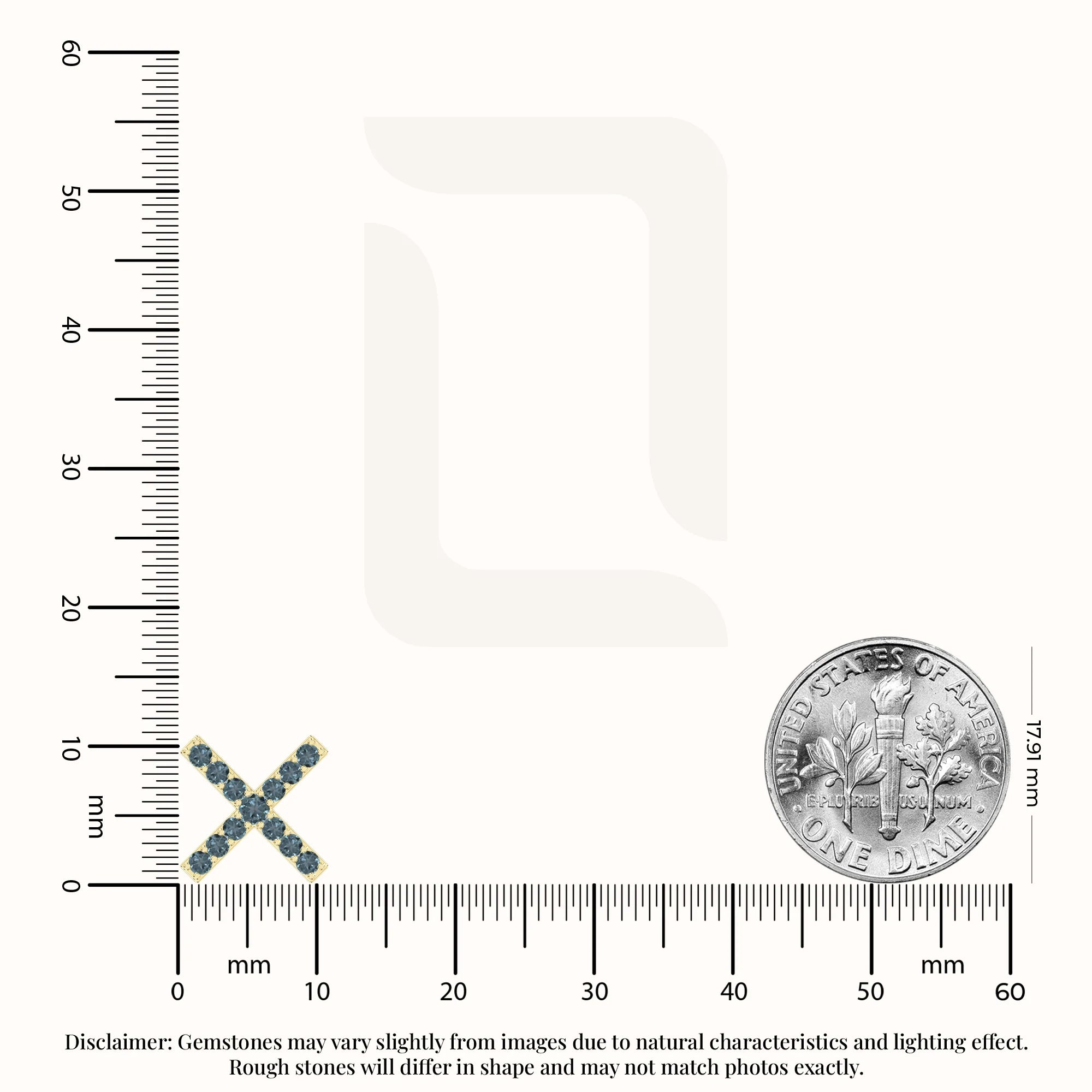 natural london-blue-topaz x stud earrings in yellow gold vermeil 