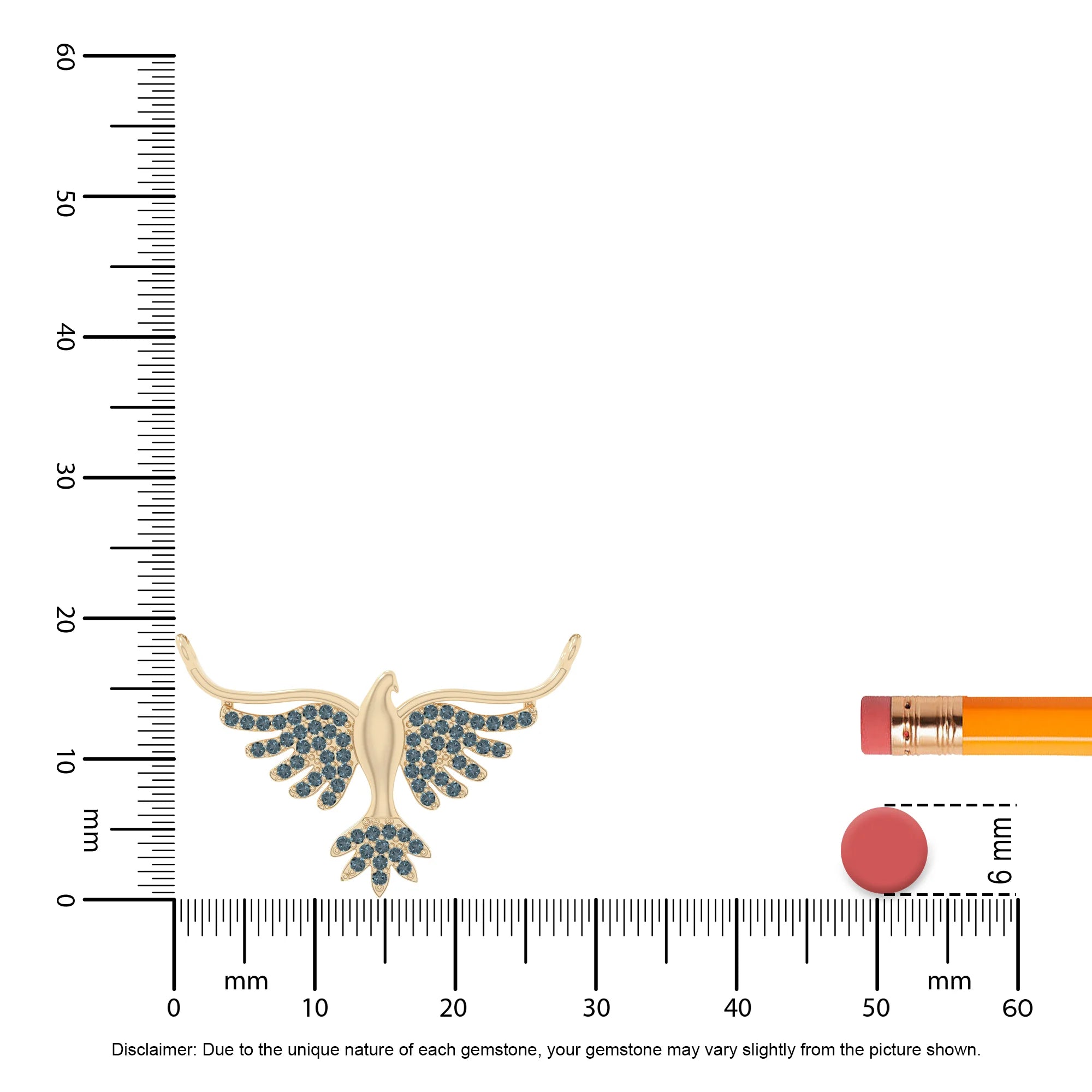 natural london-blue-topaz phoenix eagle necklaces in yellow gold vermeil 