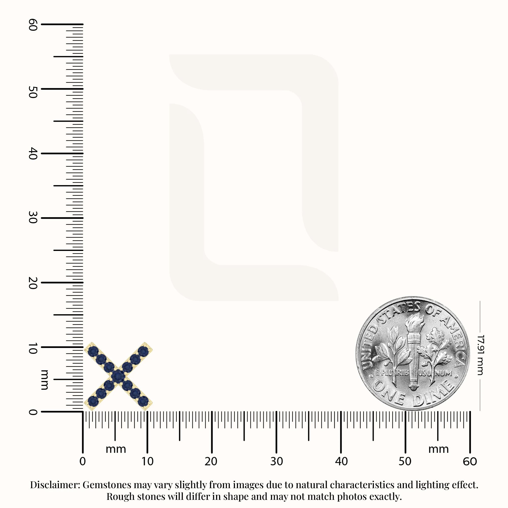 natural blue-sapphire x stud earrings in yellow gold vermeil 